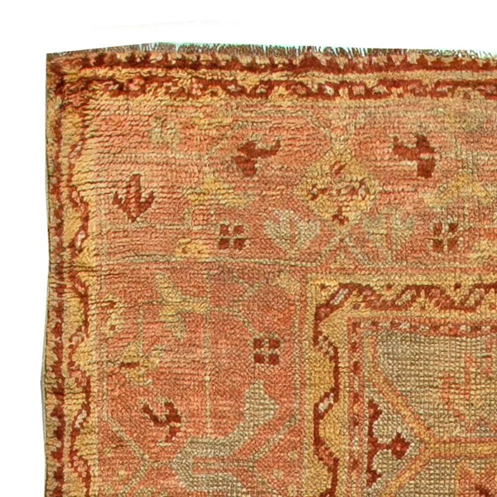 Vintage Turkish Oushak Handwoven Wool Rug For Sale 1