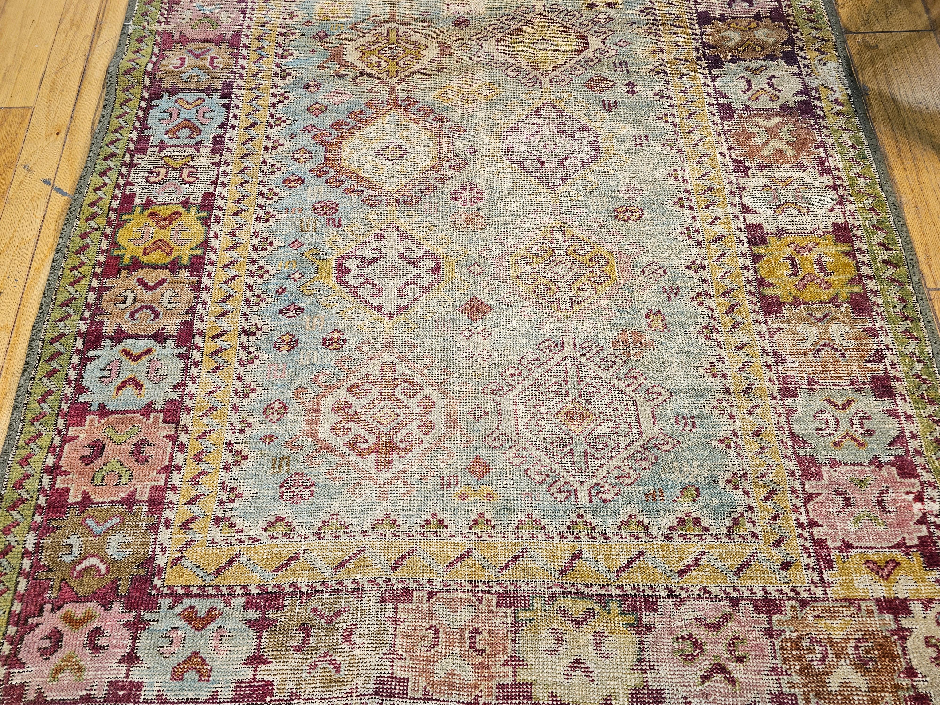 Vegetable Dyed Vintage Caucasian Karabagh in Allover Geometric Pattern For Sale