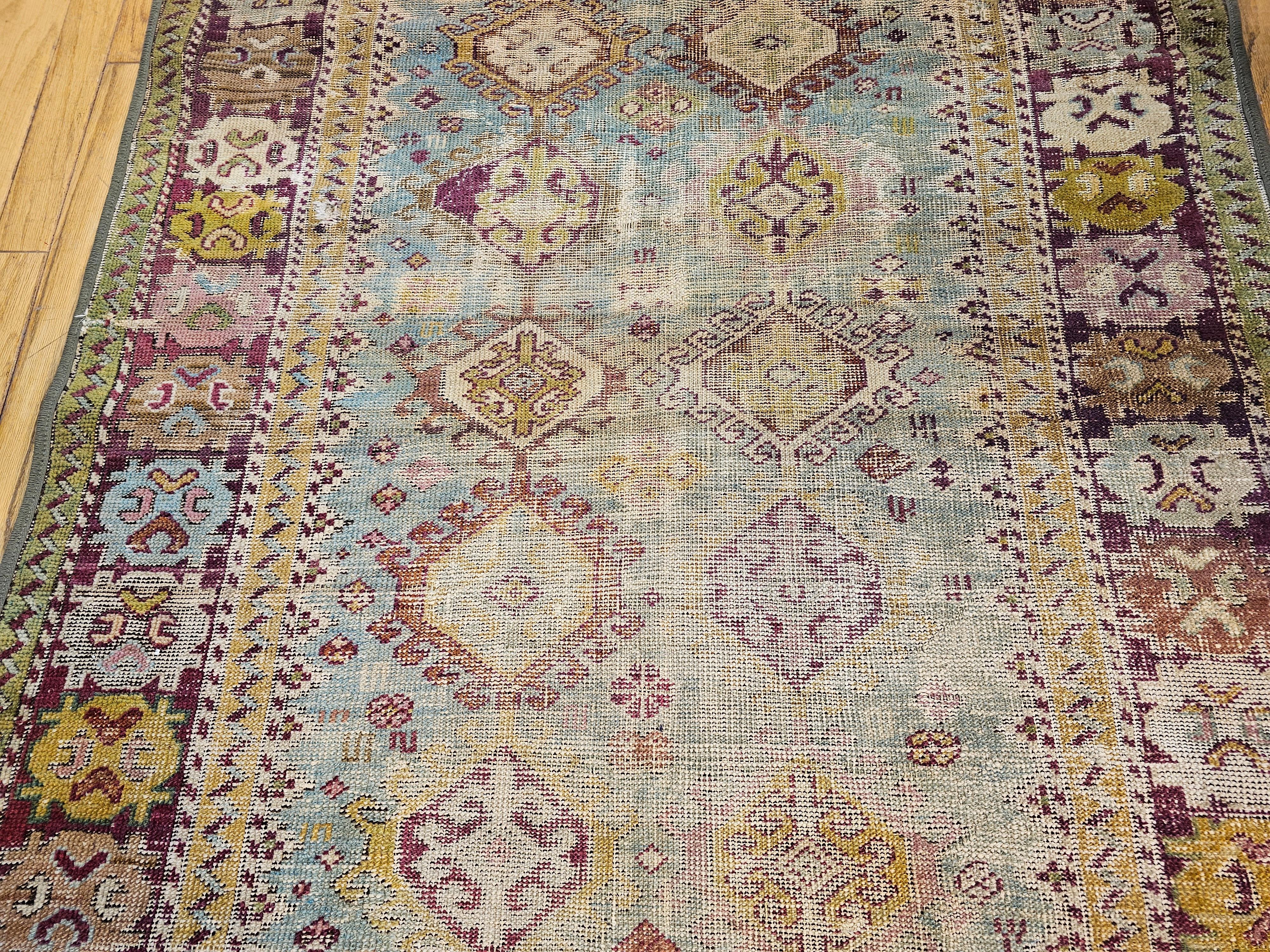 Vintage Caucasian Karabagh in Allover Geometric Pattern In Good Condition For Sale In Barrington, IL