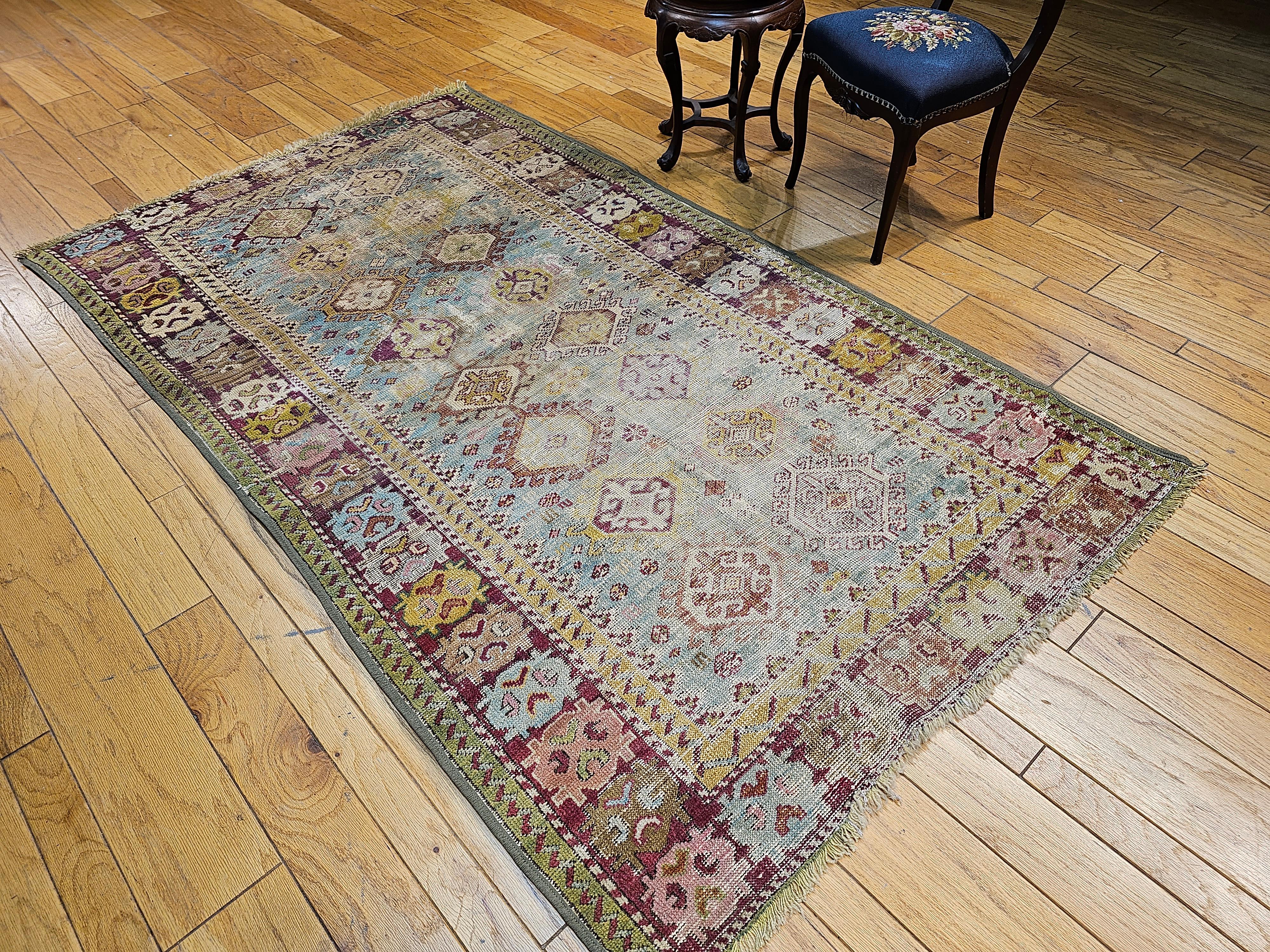 Wool Vintage Caucasian Karabagh in Allover Geometric Pattern For Sale