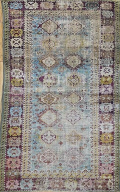 Used Caucasian Karabagh in Allover Pattern in Turquoise, Green, Cranberry