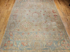 Vintage Turkish Oushak Hand-Knotted Rug in an All-Over Pattern in Pale Green