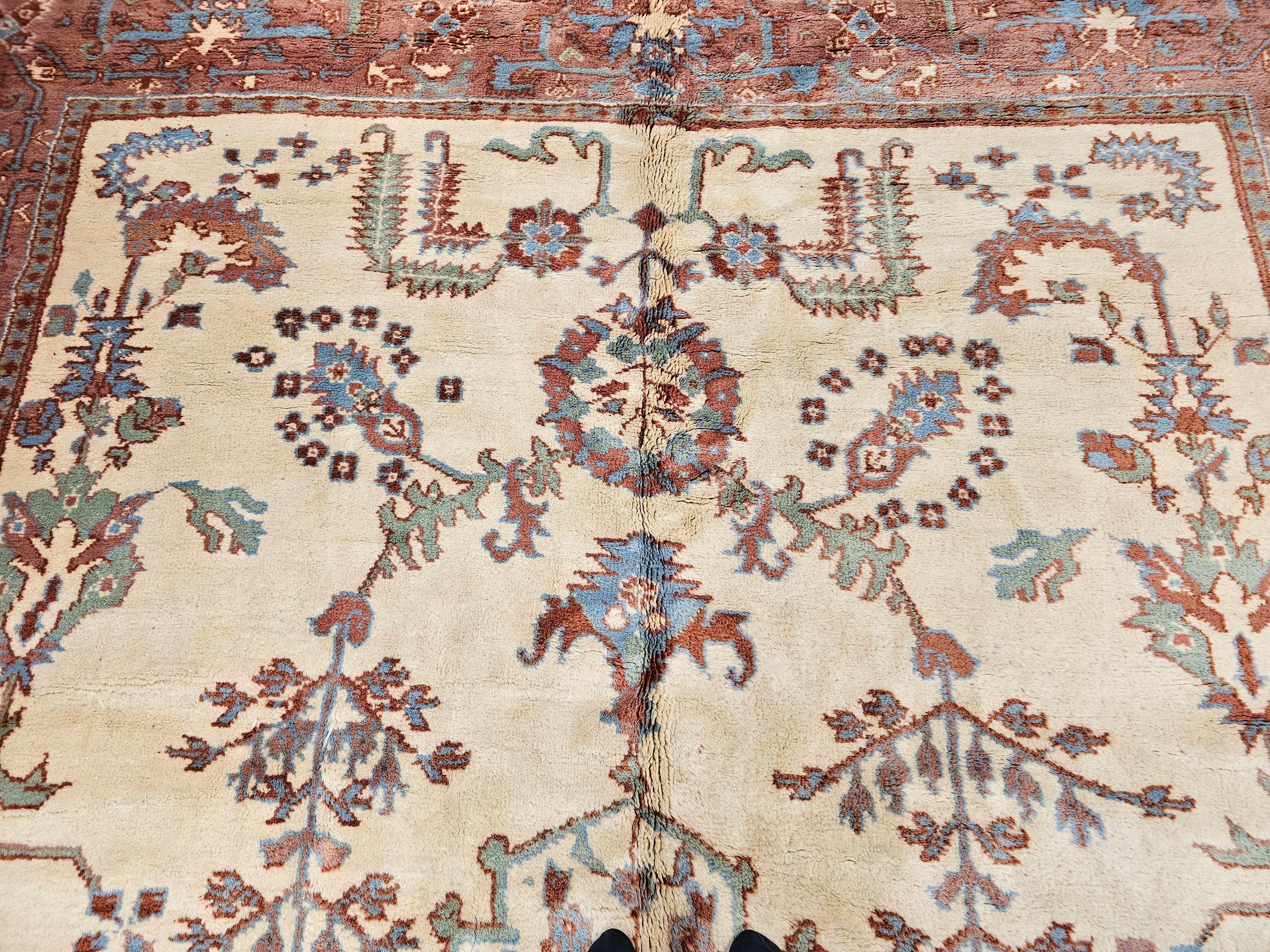 20th Century Vintage Turkish  Oushak in an All-Over Pattern For Sale