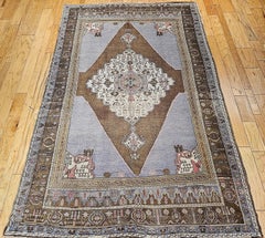 Vintage Turkish Oushak Room Size Rug, Hand-Knotted Wool, Early 1900s