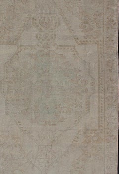 Vintage Turkish Oushak in Muted Tones & Neutral Colors