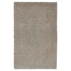 Vintage Turkish Oushak in Muted Tones & Neutral Colors
