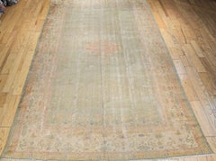 Vintage Turkish Oushak Rug, Handwoven Wool, Geometric Design, 1920s