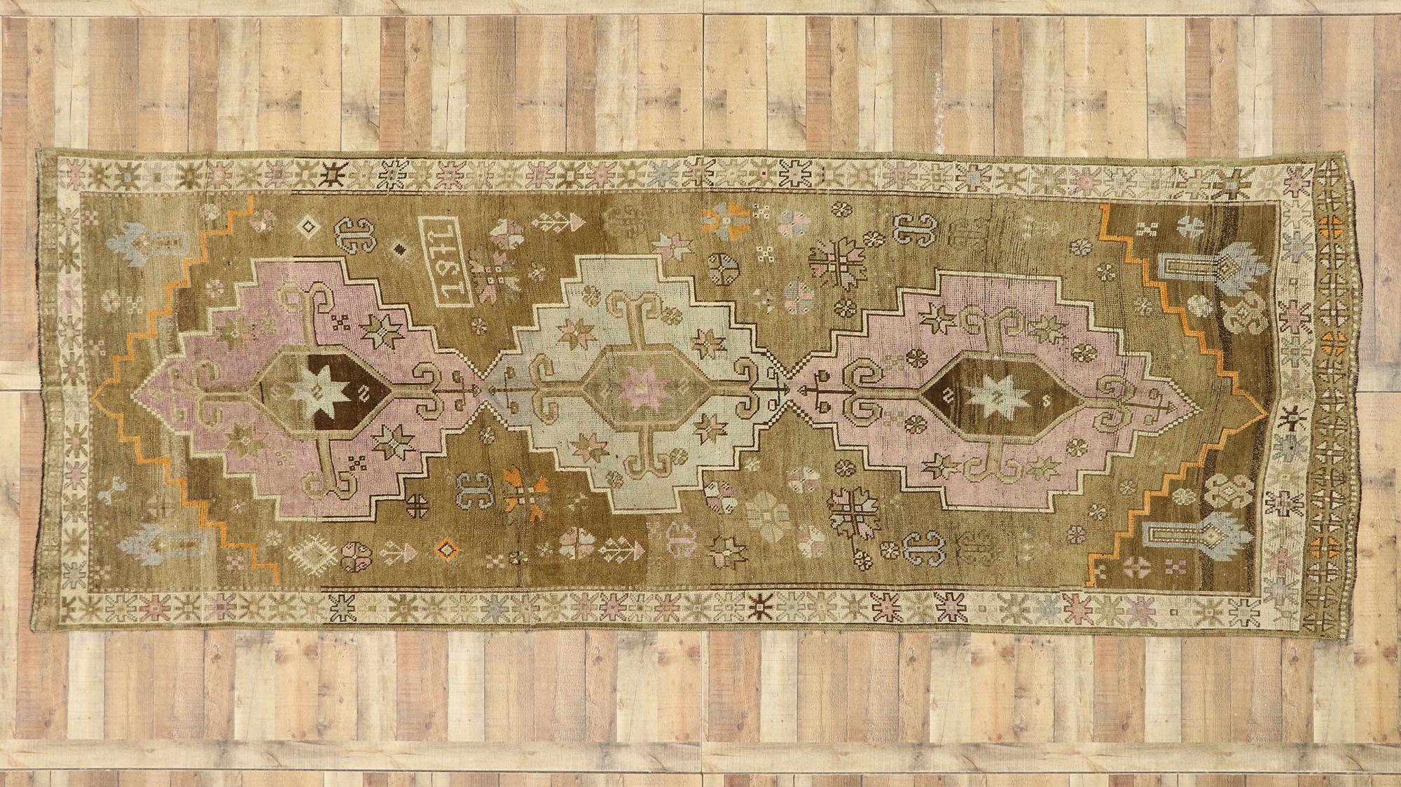 Vintage Turkish Oushak Kars Gallery Rug with Modern Contemporary Style 2