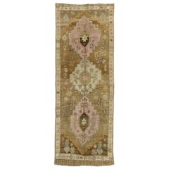Vintage Turkish Oushak Kars Gallery Rug with Modern Contemporary Style