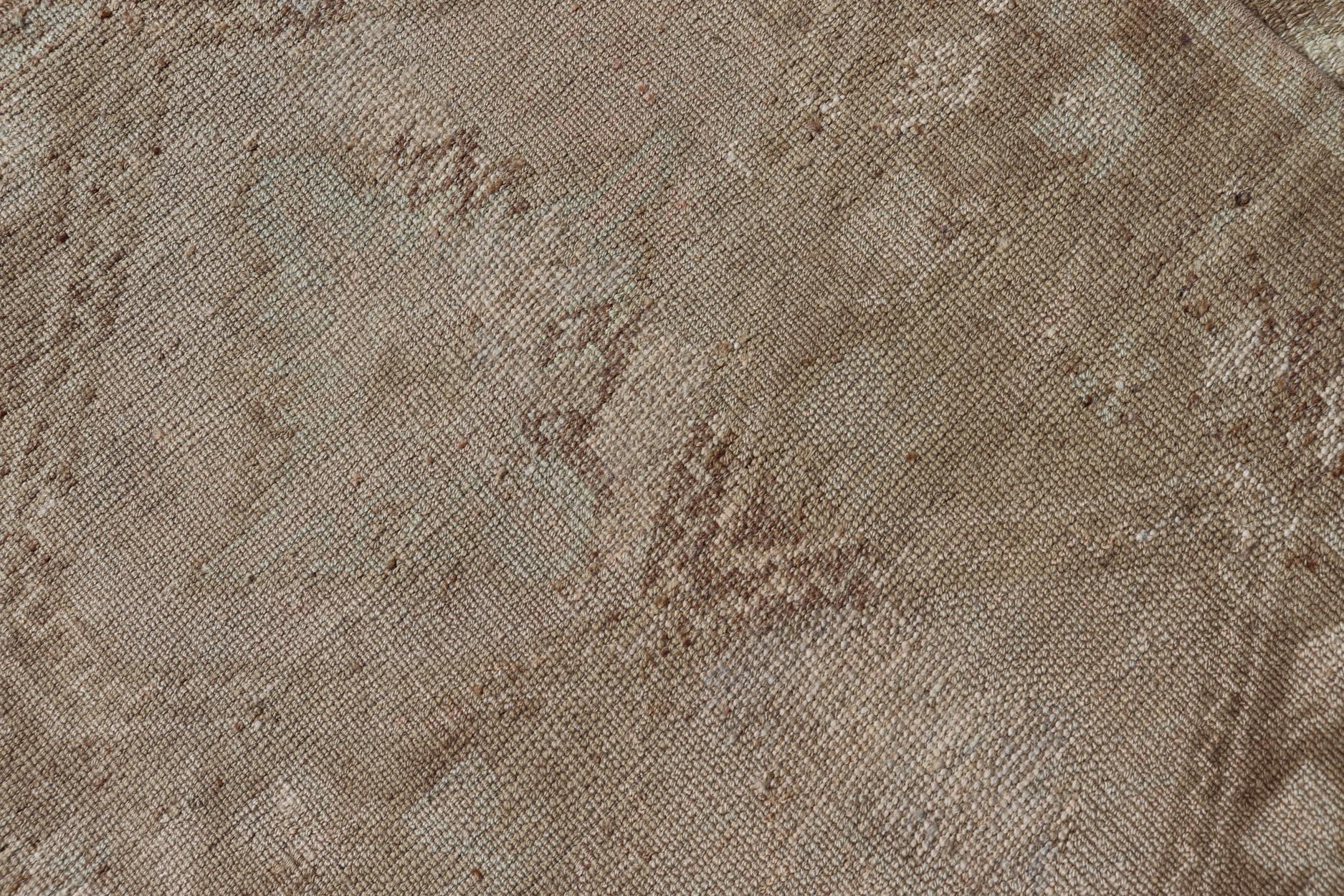 Türkischer Oushak Kars-Läufer in erdfarbenem Taupe und Creme 2'6