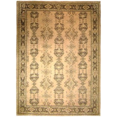 Tapis d'Oushak oriental turc vintage, de grande taille carrée avec motif répétitif