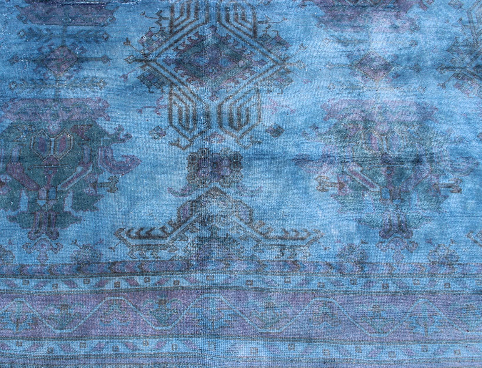 Oushak turco vintage sovratinto in blu in vendita 3