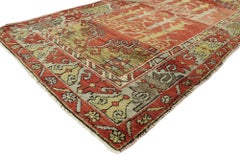 Vintage Turkish Oushak Prayer Rug, Anatolian Prayer Rug