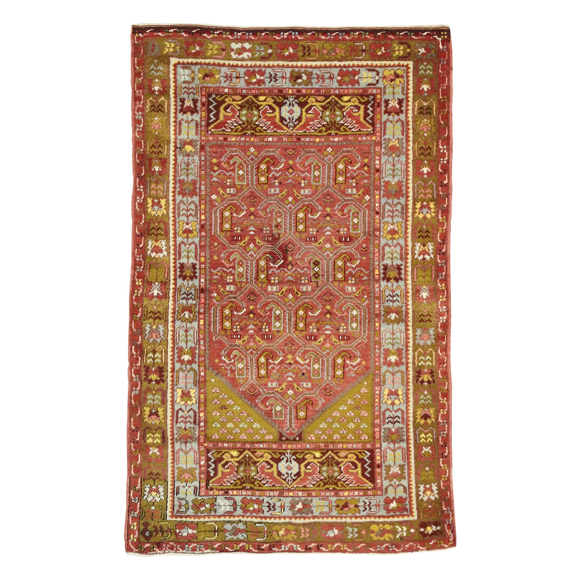 Vintage Turkish Oushak Rug, Turkish Prayer Rug For Sale at 1stDibs