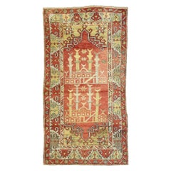 Vintage Turkish Oushak Prayer Rug, Anatolian Prayer Rug
