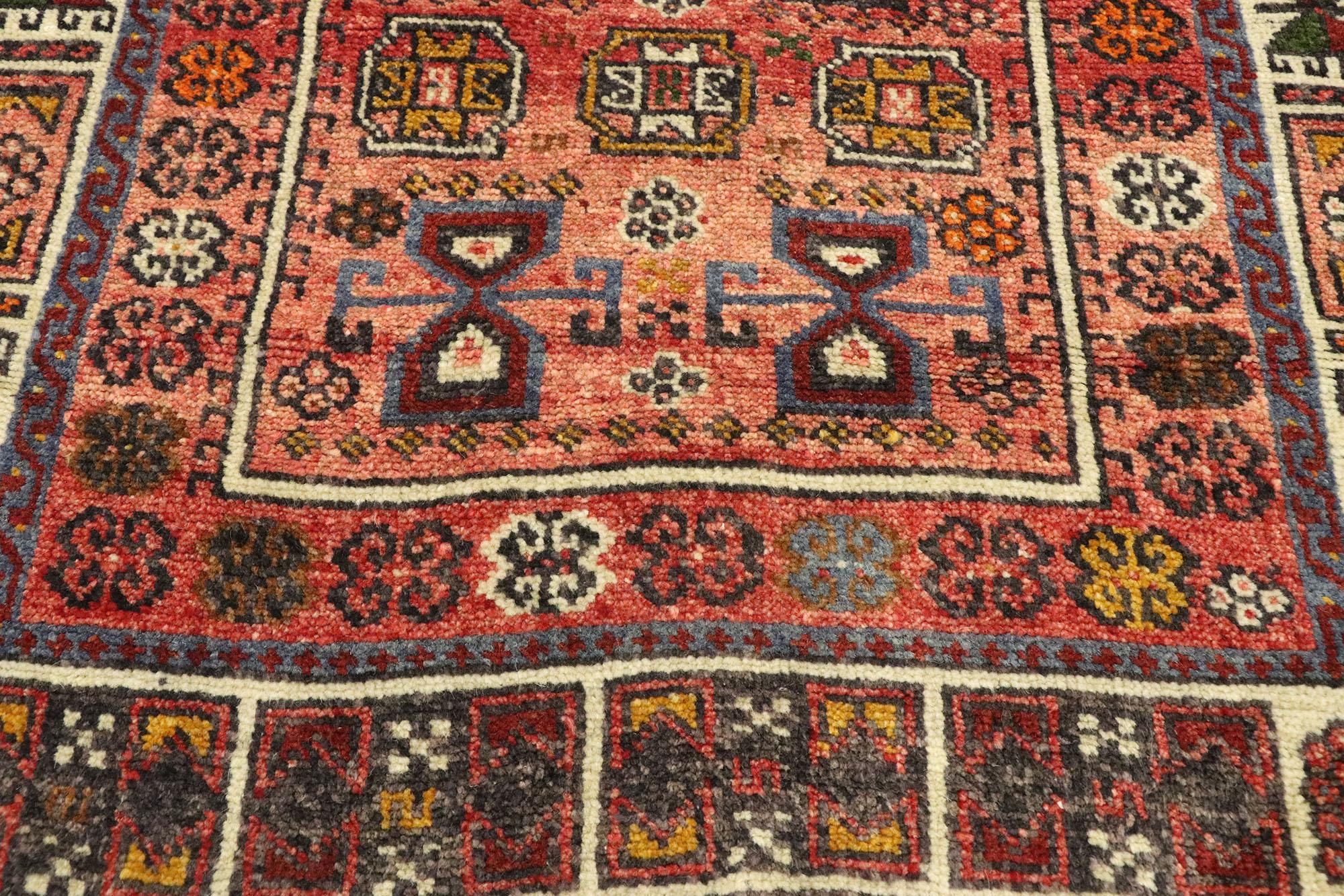 Vintage Turkish Oushak Prayer Rug with Tribal Folk Art Charm In Good Condition For Sale In Dallas, TX
