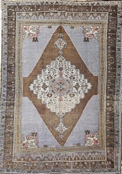 Vintage Turkish Oushak Room Size Rug, Hand-Knotted Wool, Early 1900s