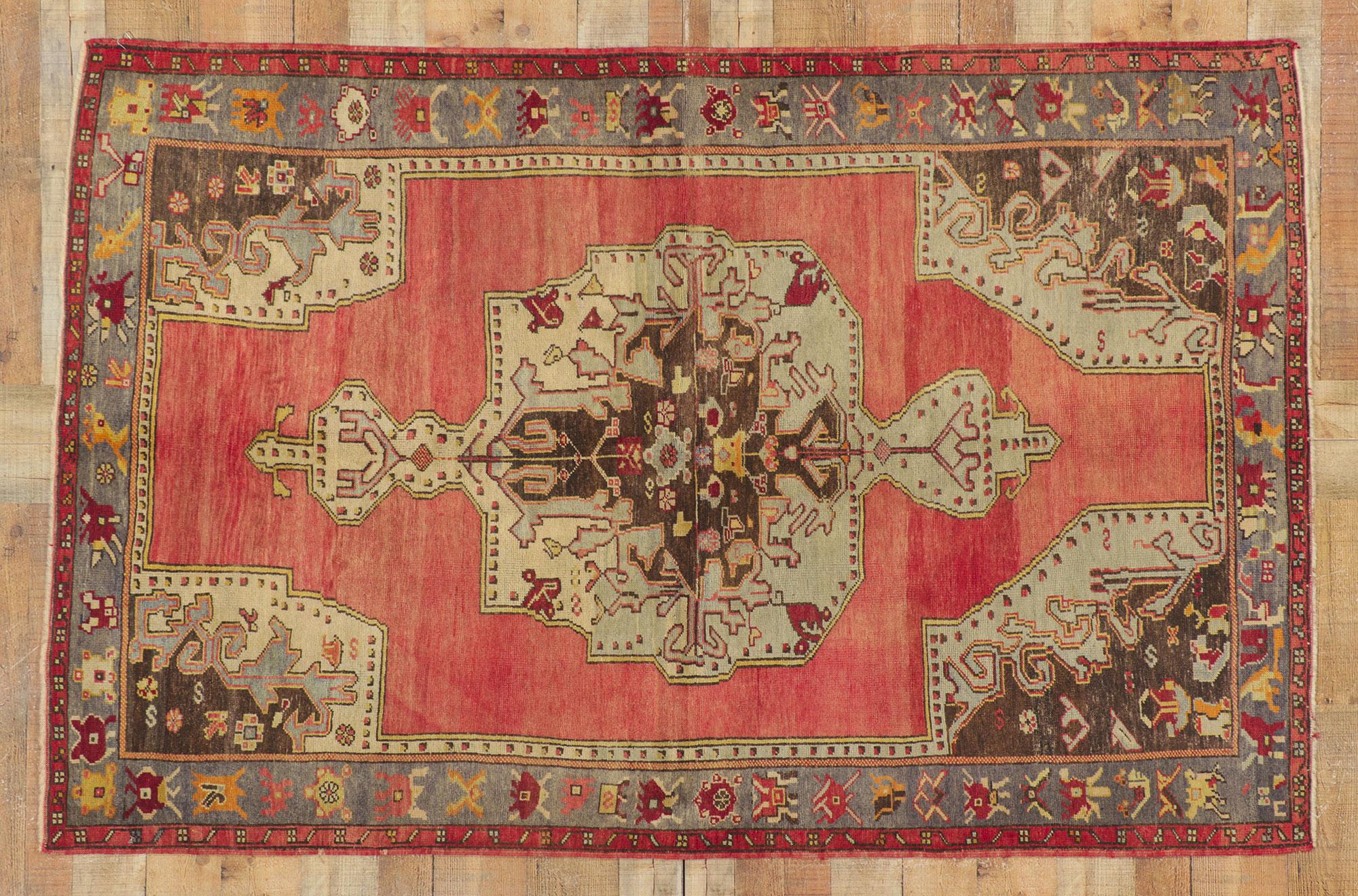Türkischer Oushak-Teppich im Vintage-Stil, 04'08 x 07'02 im Angebot 3