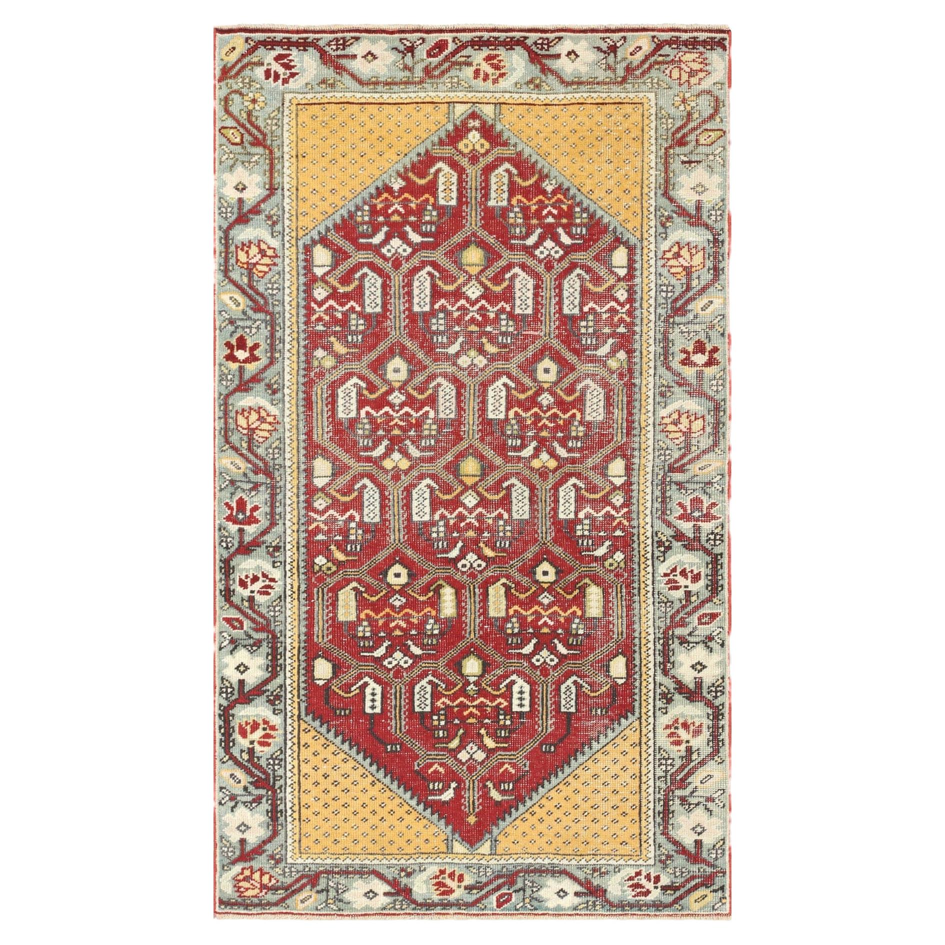 Vintage Turkish Oushak Rug - 3' x 5'2" For Sale