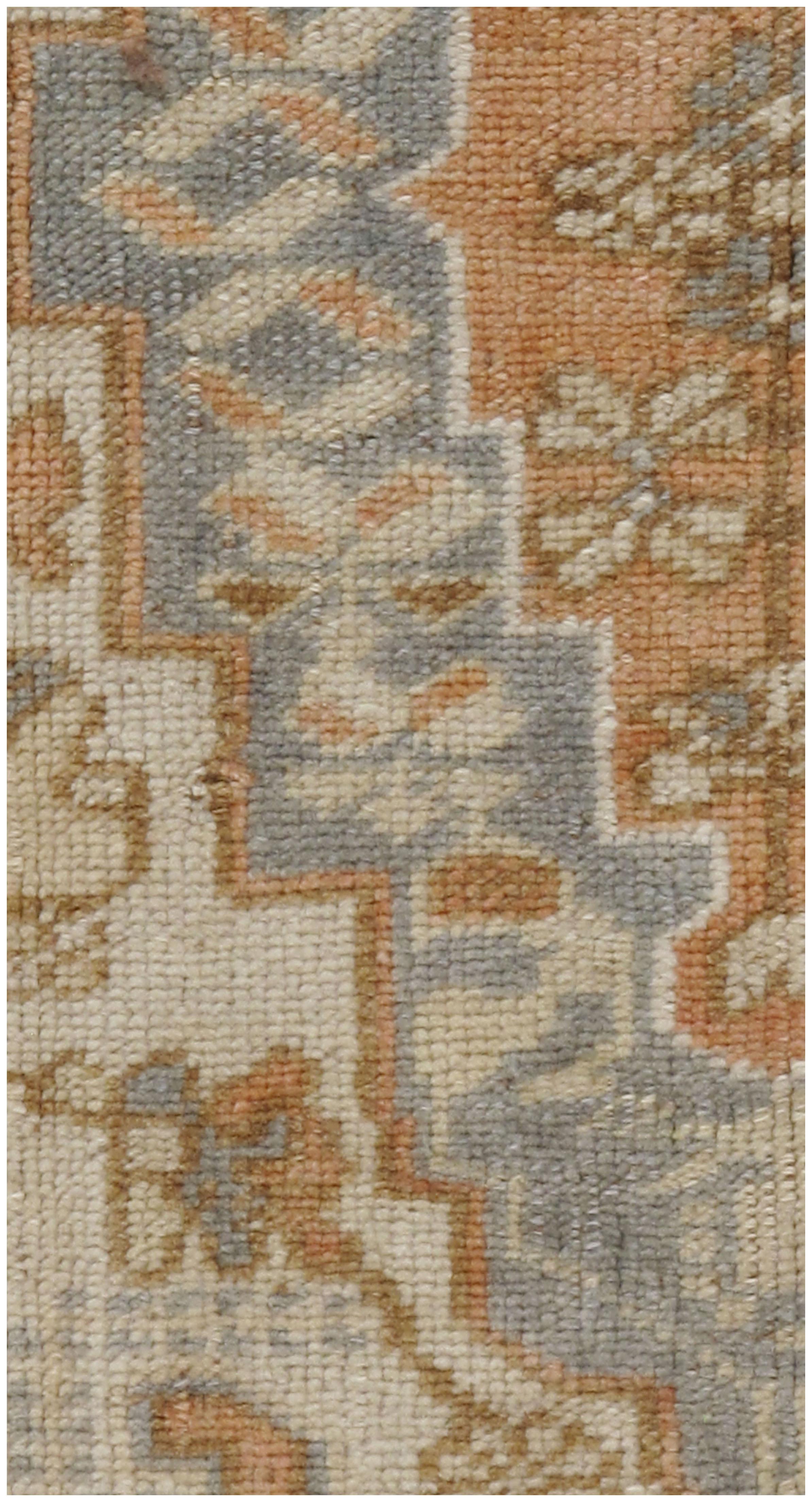 Vintage Turkish Blue Red Hand Knotted Oushak Rug For Sale 2