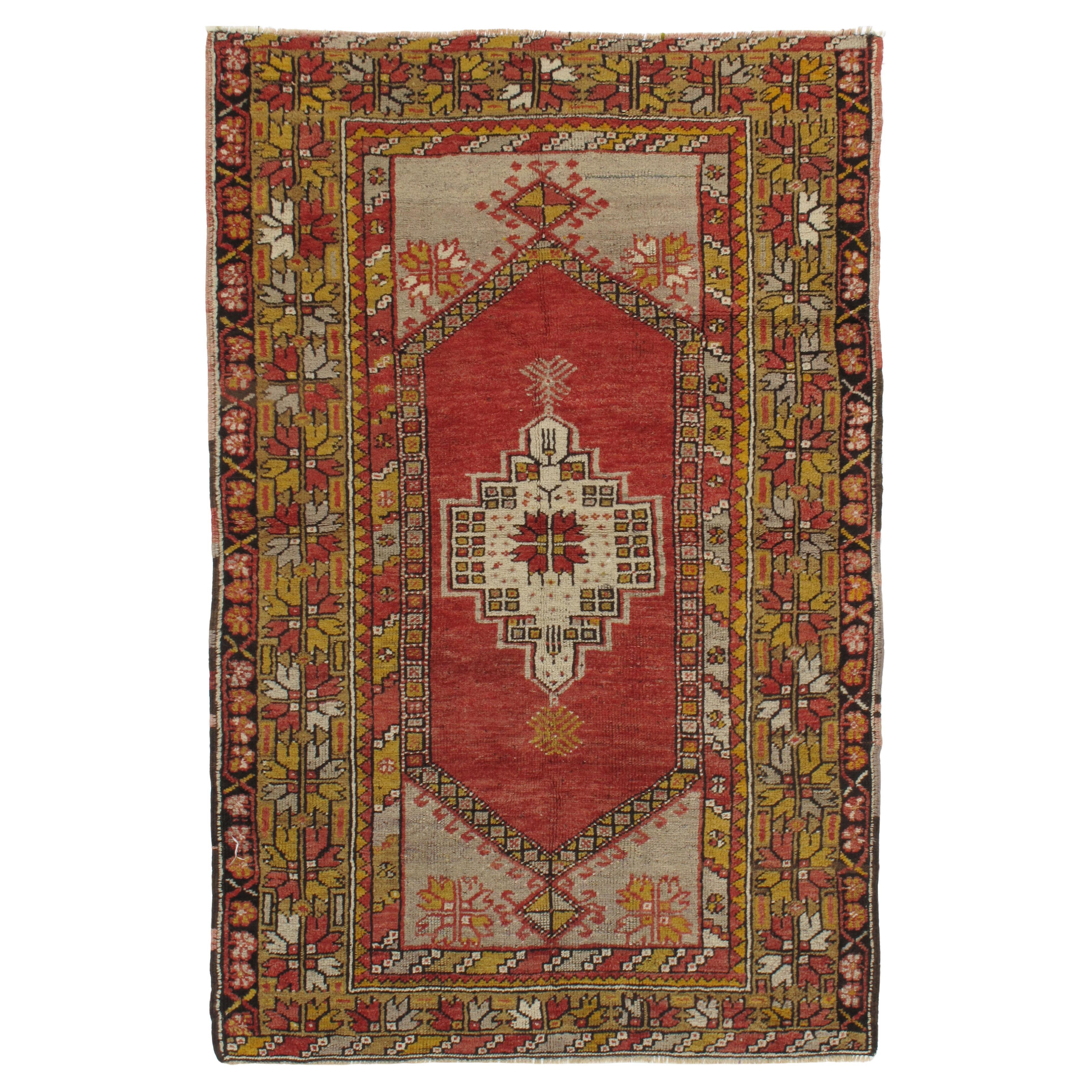 Türkischer Oushak-Teppich im Vintage-Stil 3'5 X 5'1 im Angebot