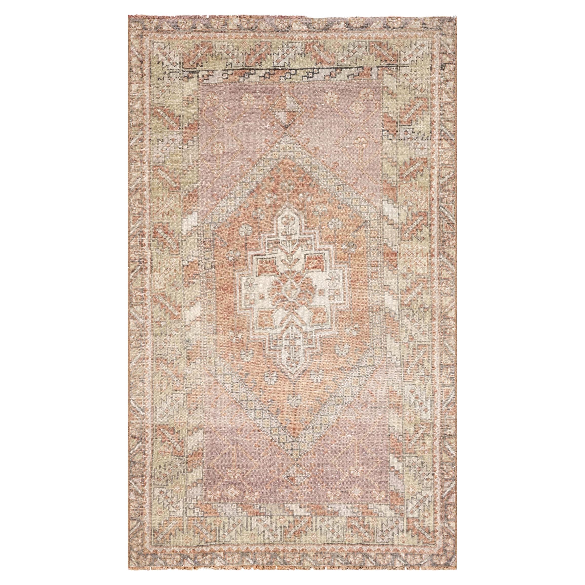 Tappeto turco vintage Oushak - 3'5" x 5'9" in vendita
