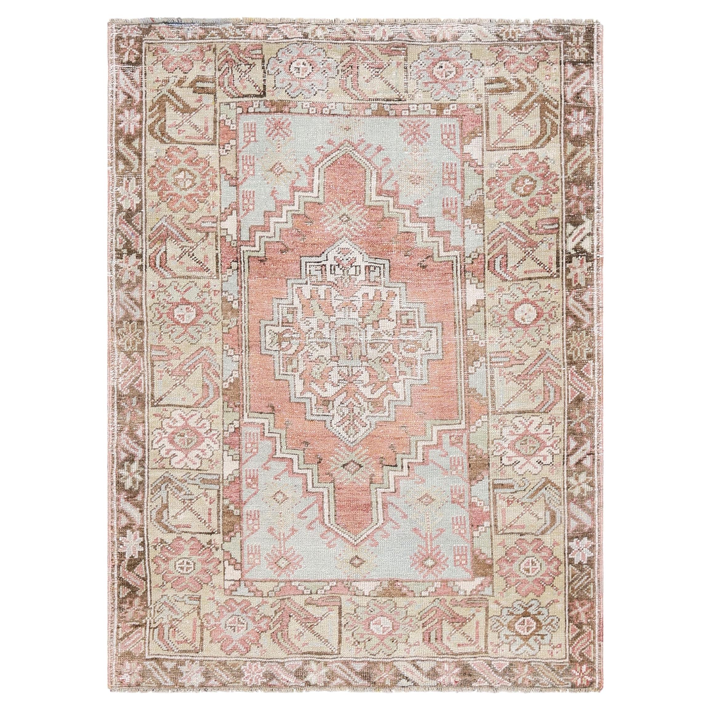 Vintage Turkish Oushak Rug - 3'7" x 4'10"