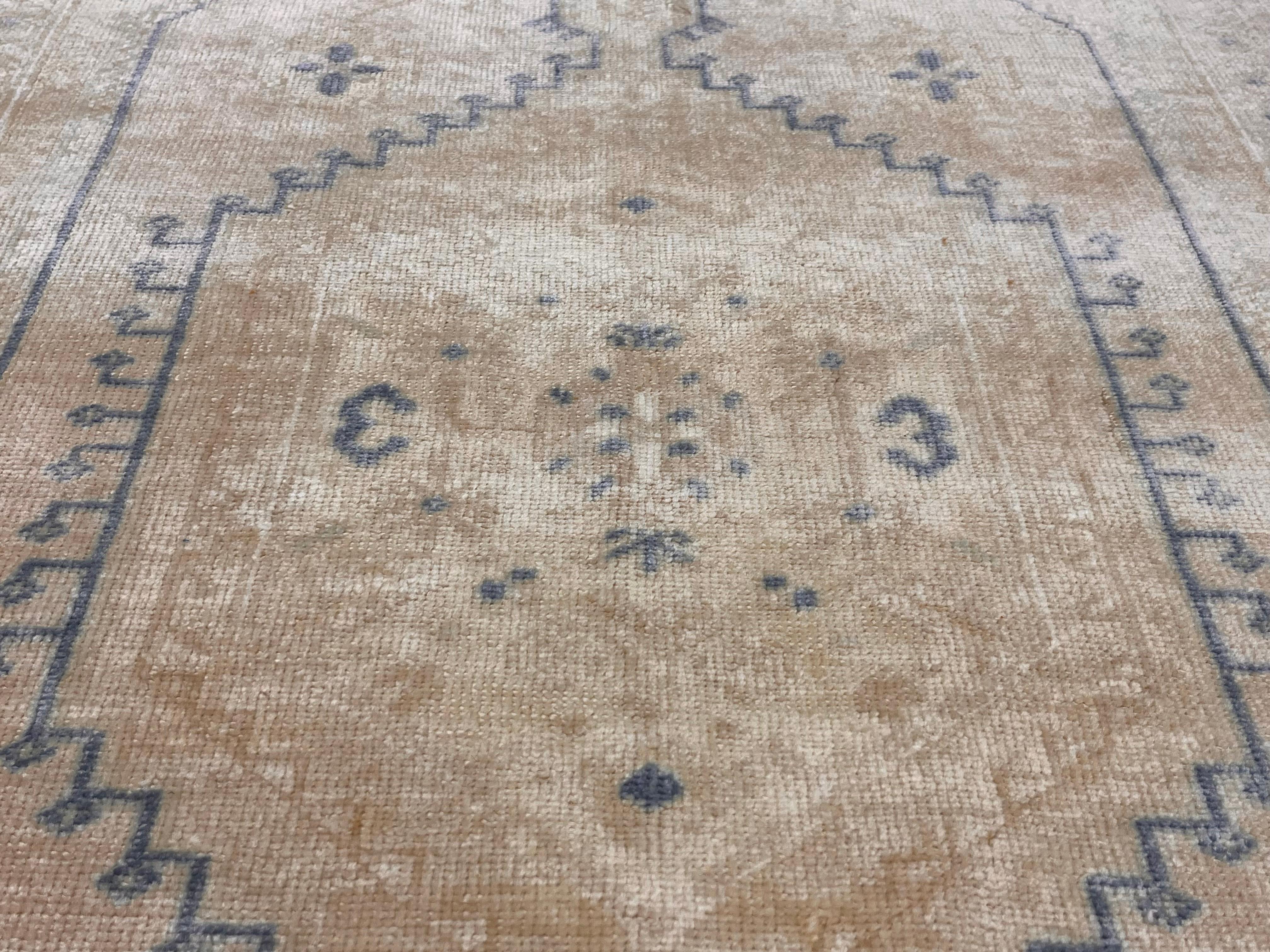 Wool Vintage Turkish Oushak Rug 3'7