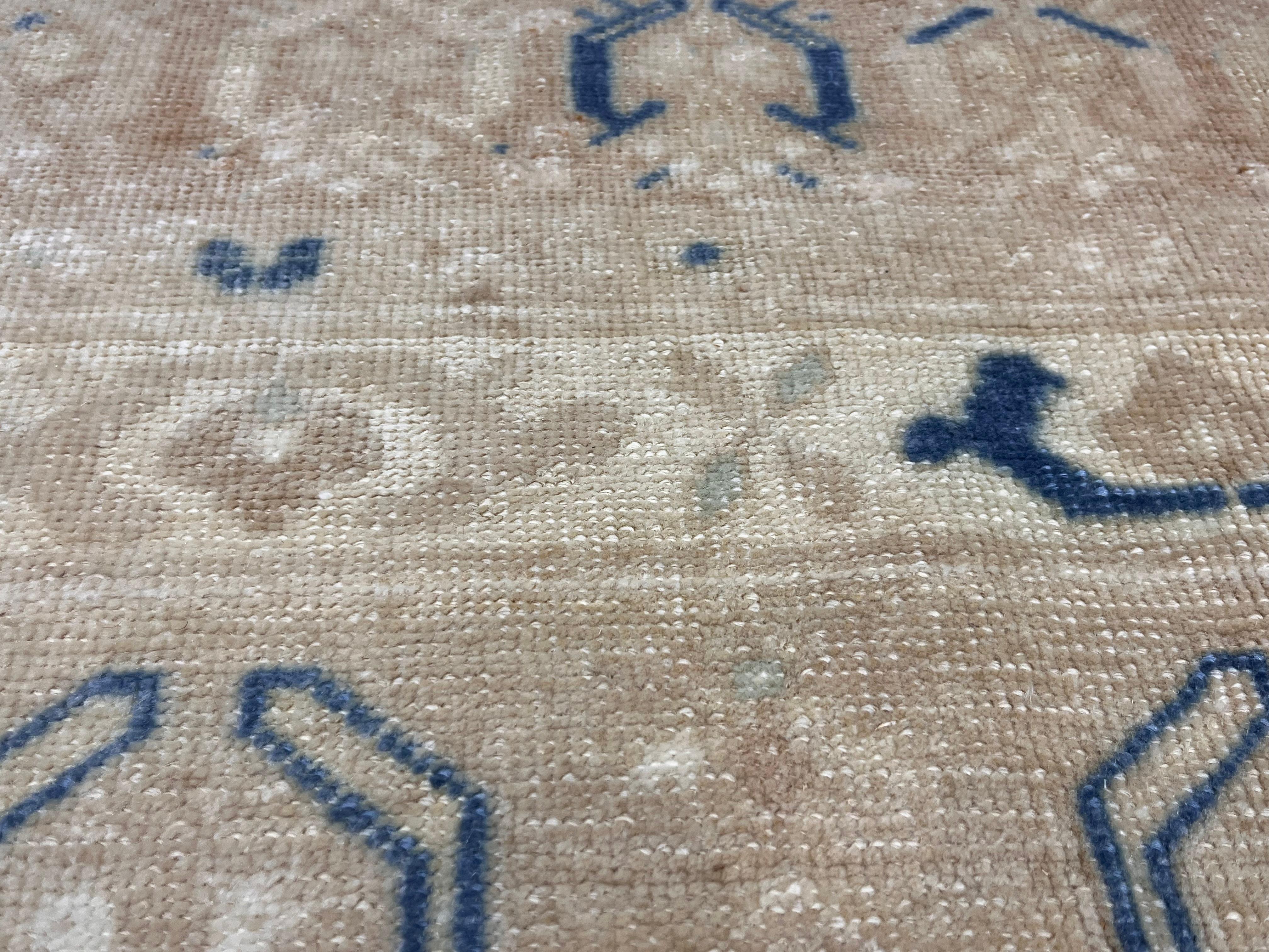 Vintage Turkish Oushak Rug 3'7