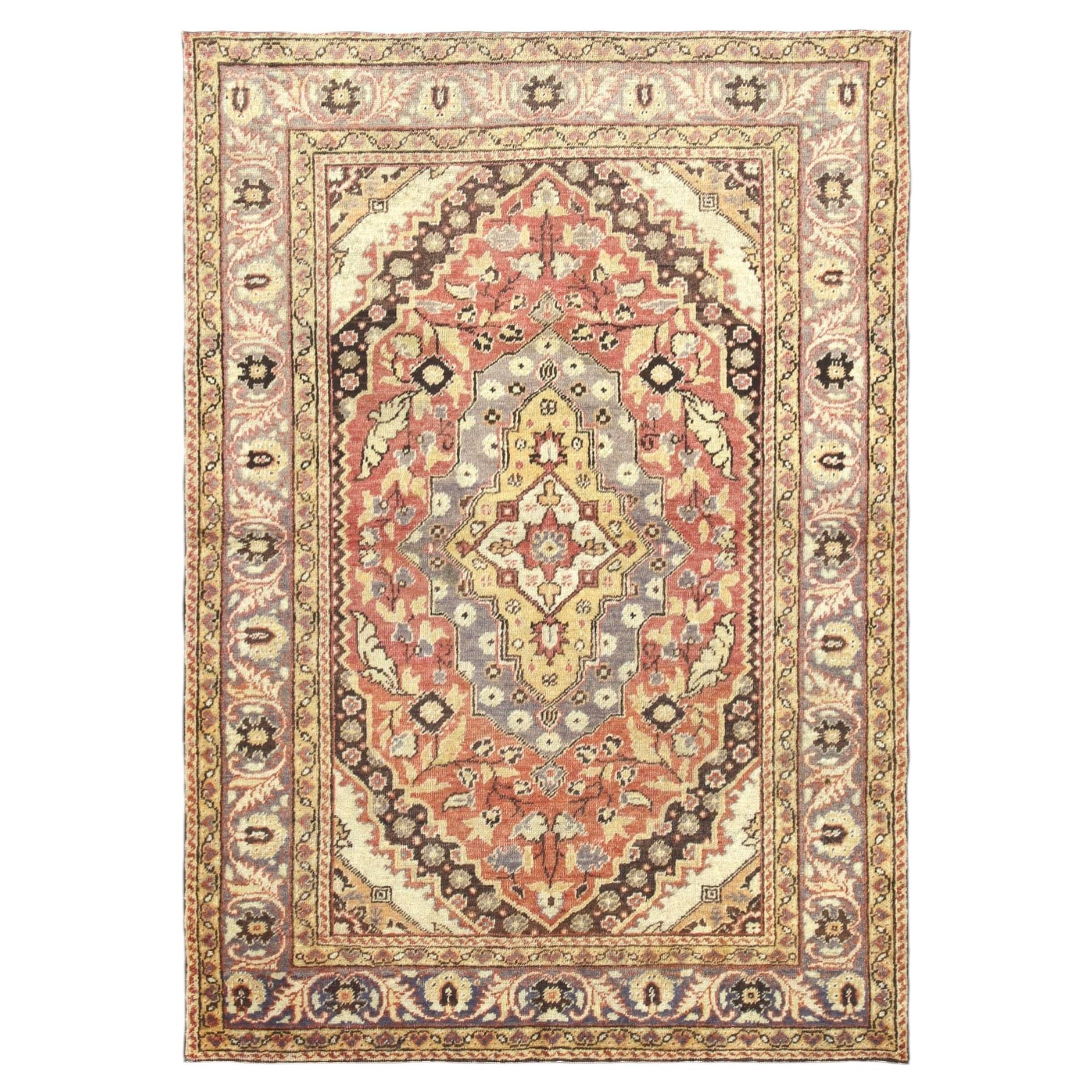Vintage Turkish Oushak Rug - 4'3" x 5'11"