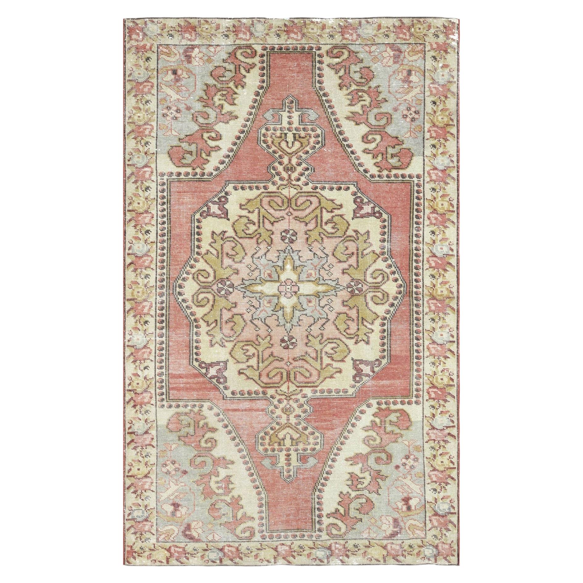 Vintage Turkish Oushak Rug - 4'5" x 7'3" For Sale