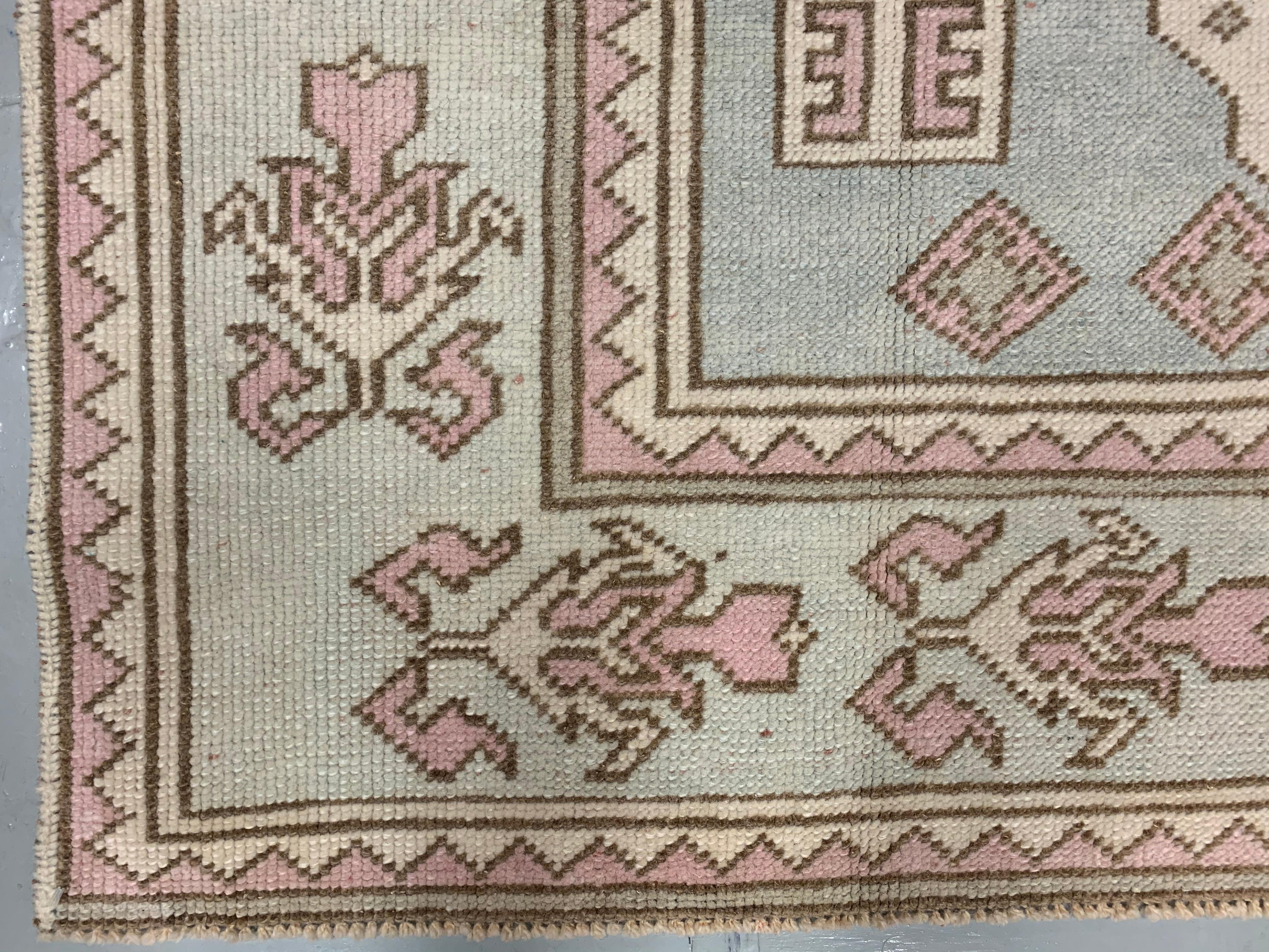 CIRCA 1940 Tappeto Turco Blu Oushak Annodato a Mano in vendita 4