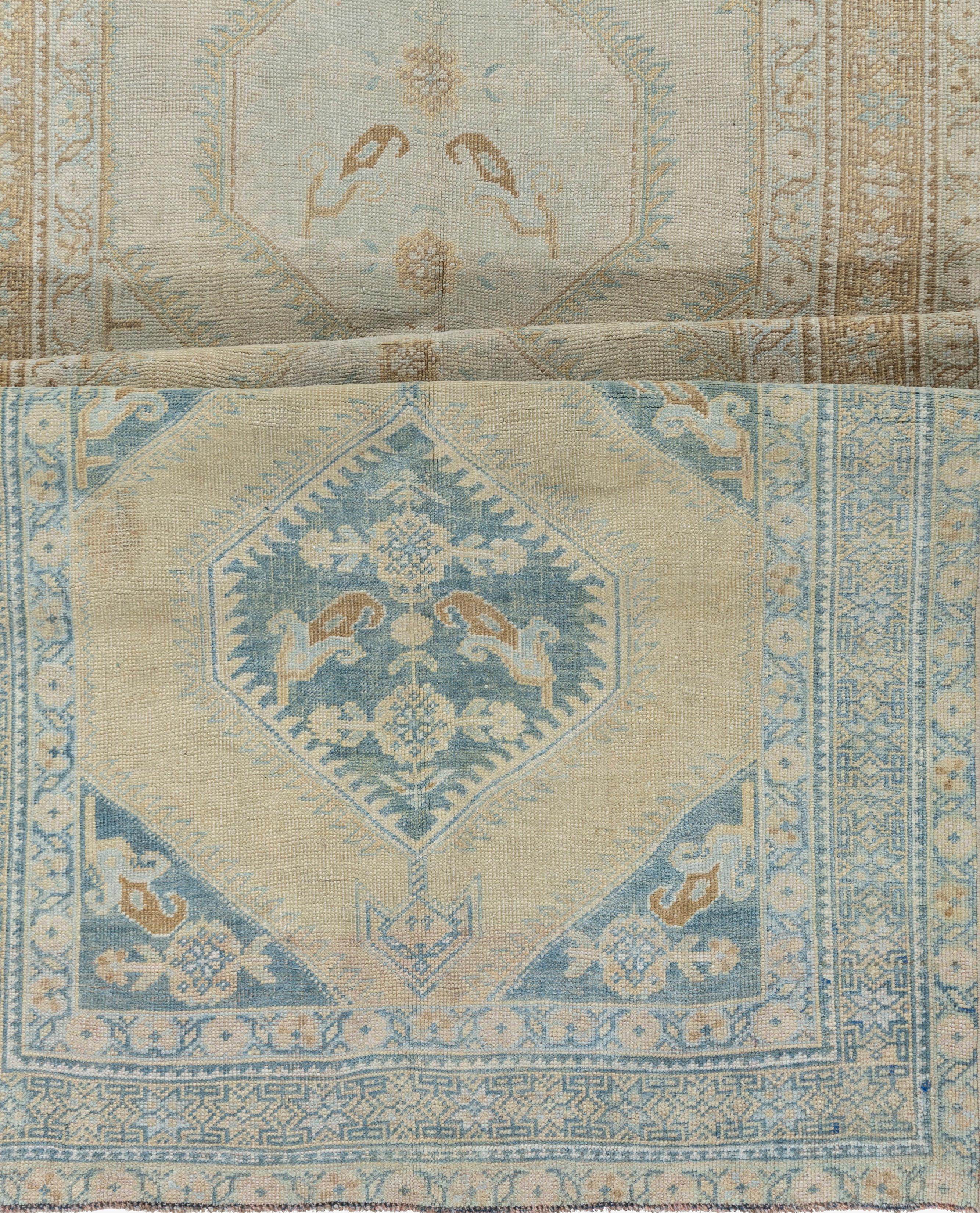 Hand-Knotted Vintage Turkish Oushak Rug 4'7 x 7'5 For Sale