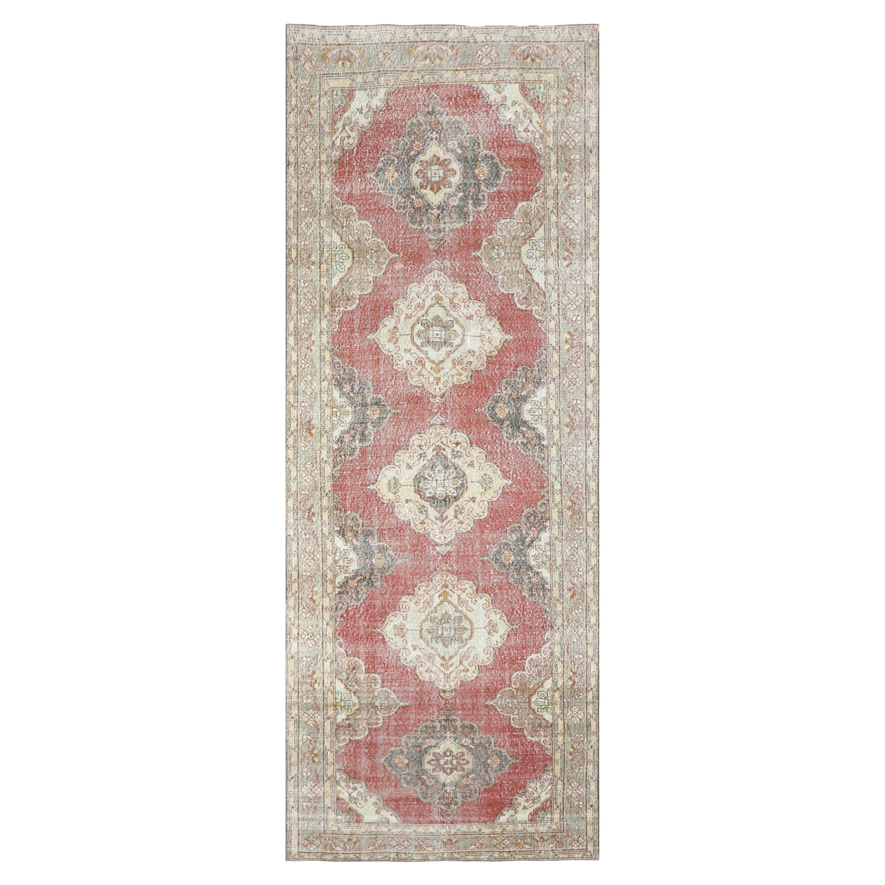 Vintage Turkish Oushak Rug - 4'8" x 12'5" For Sale