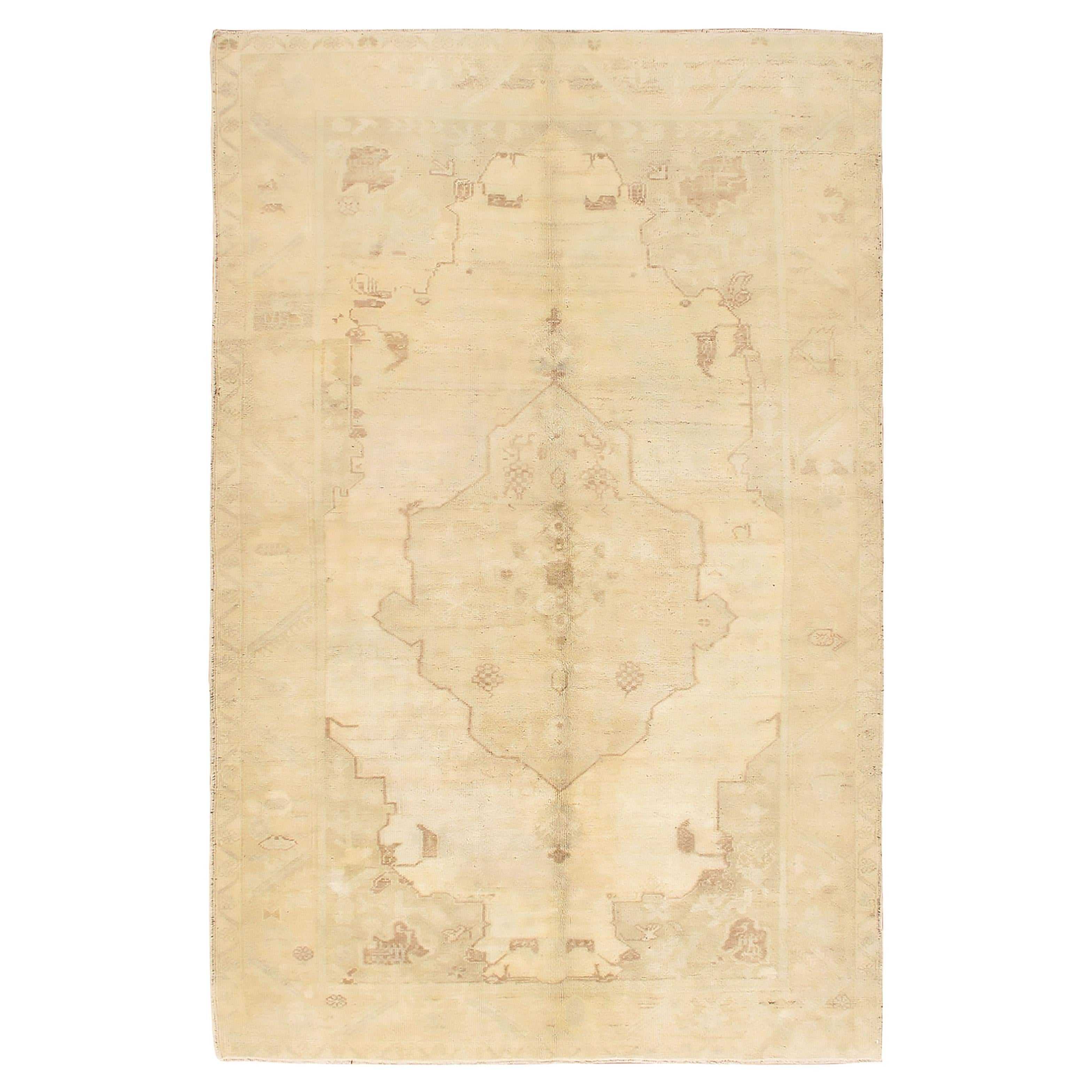 Tapis turc Oushak vintage, 5'2 x 8'7 en vente