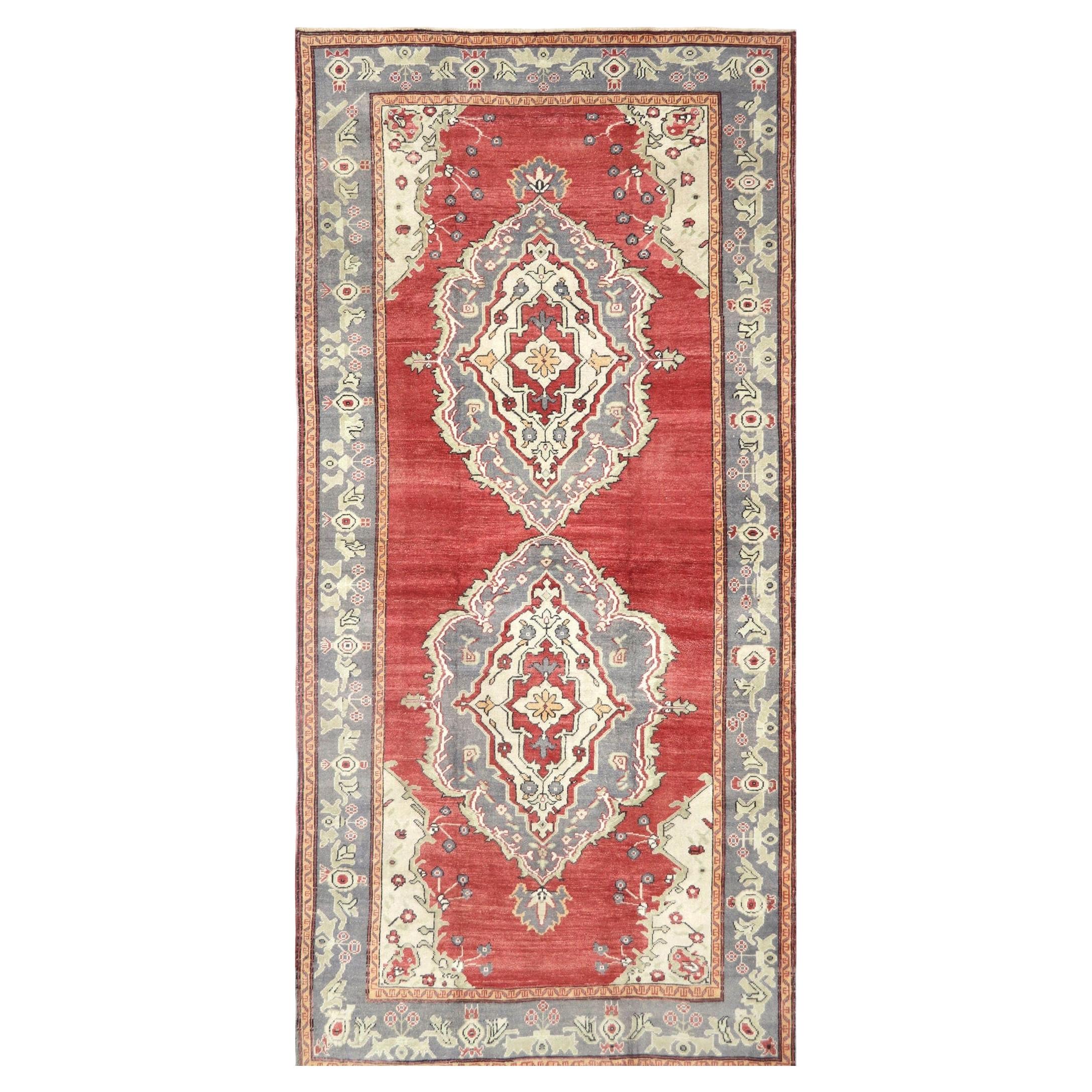 Vintage Turkish Oushak Rug - 5'4" x 11'2" For Sale