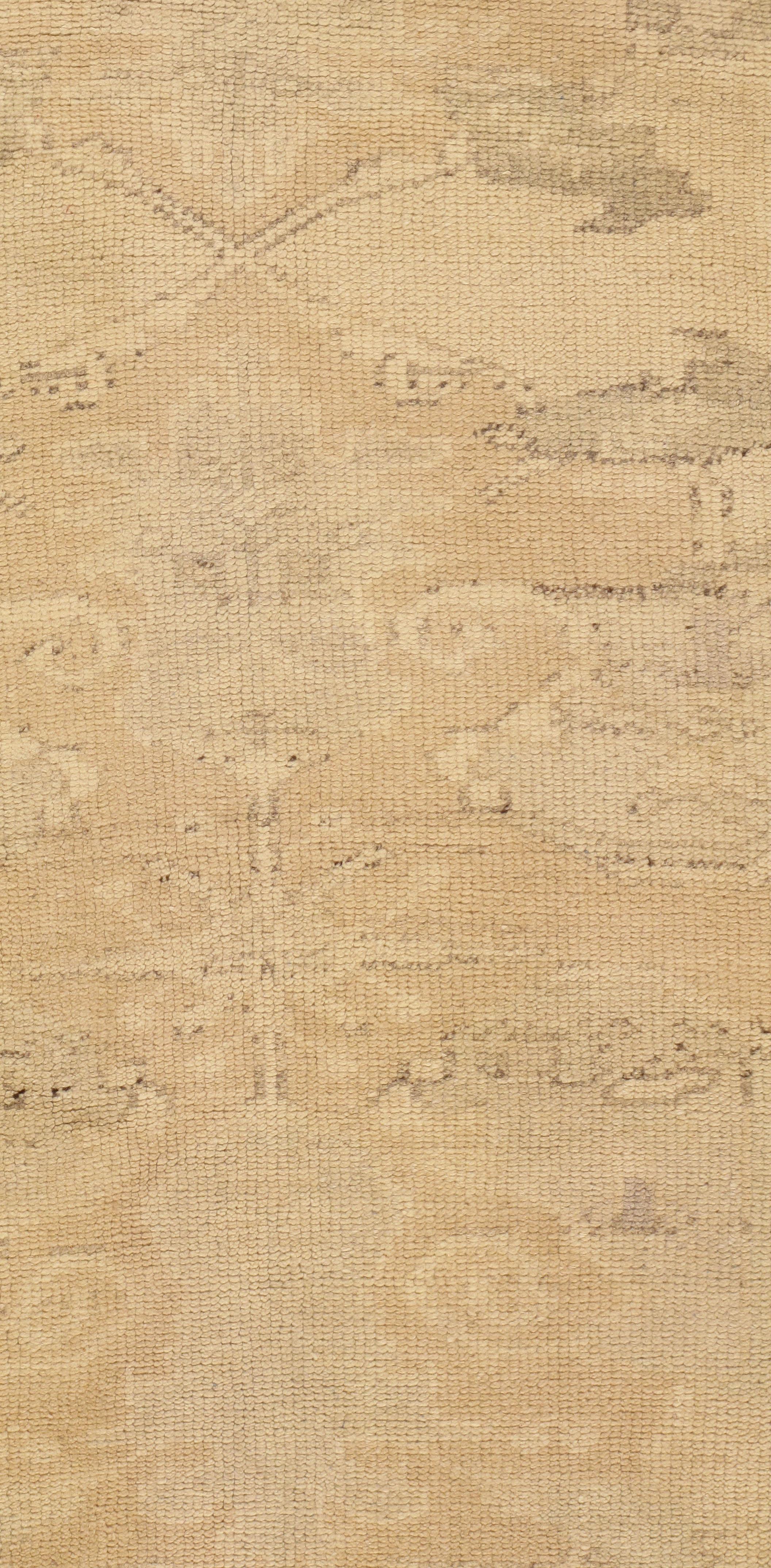Vintage Turkish Oushak rug, 5'8 x 11'. A hand-knotted Turkish rug with subtle design and abrash, a natural change in color that occurs when different dyes are used and gives uniqueness to the rug. Colors: beige/ soft peach/multi.