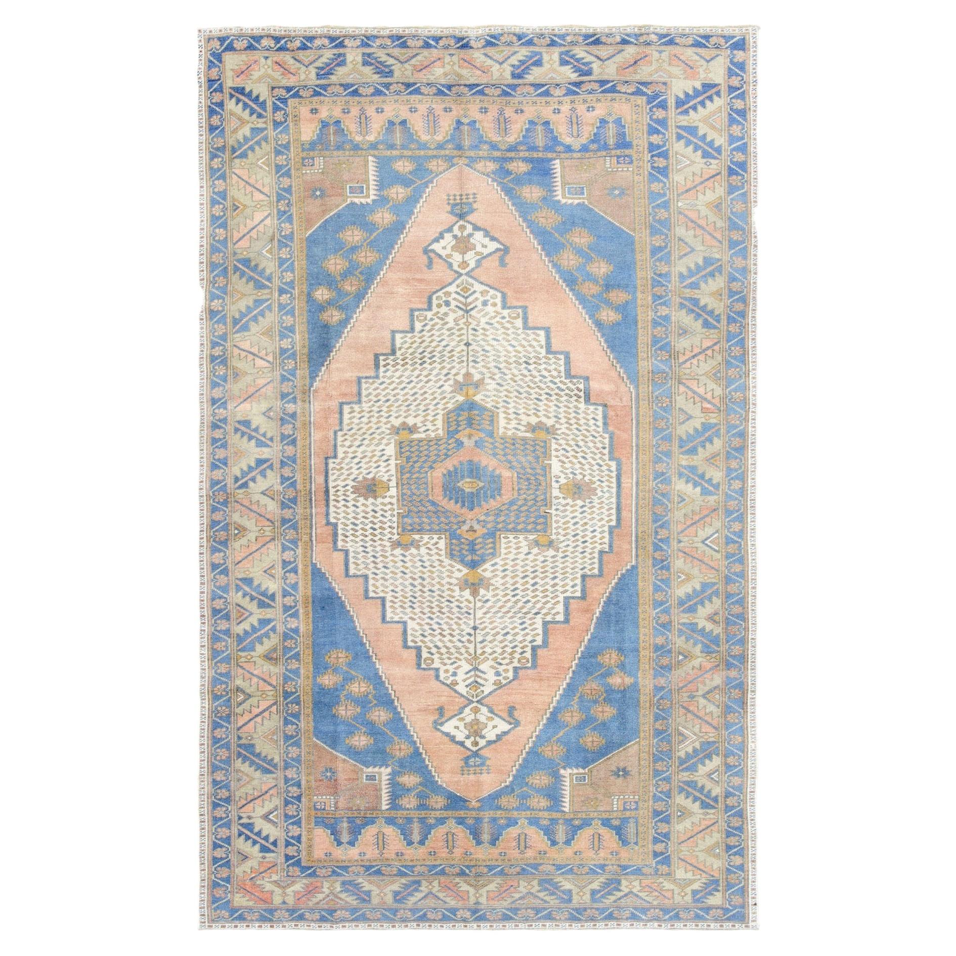 Vintage Turkish Oushak Rug - 5'8" x 9' For Sale