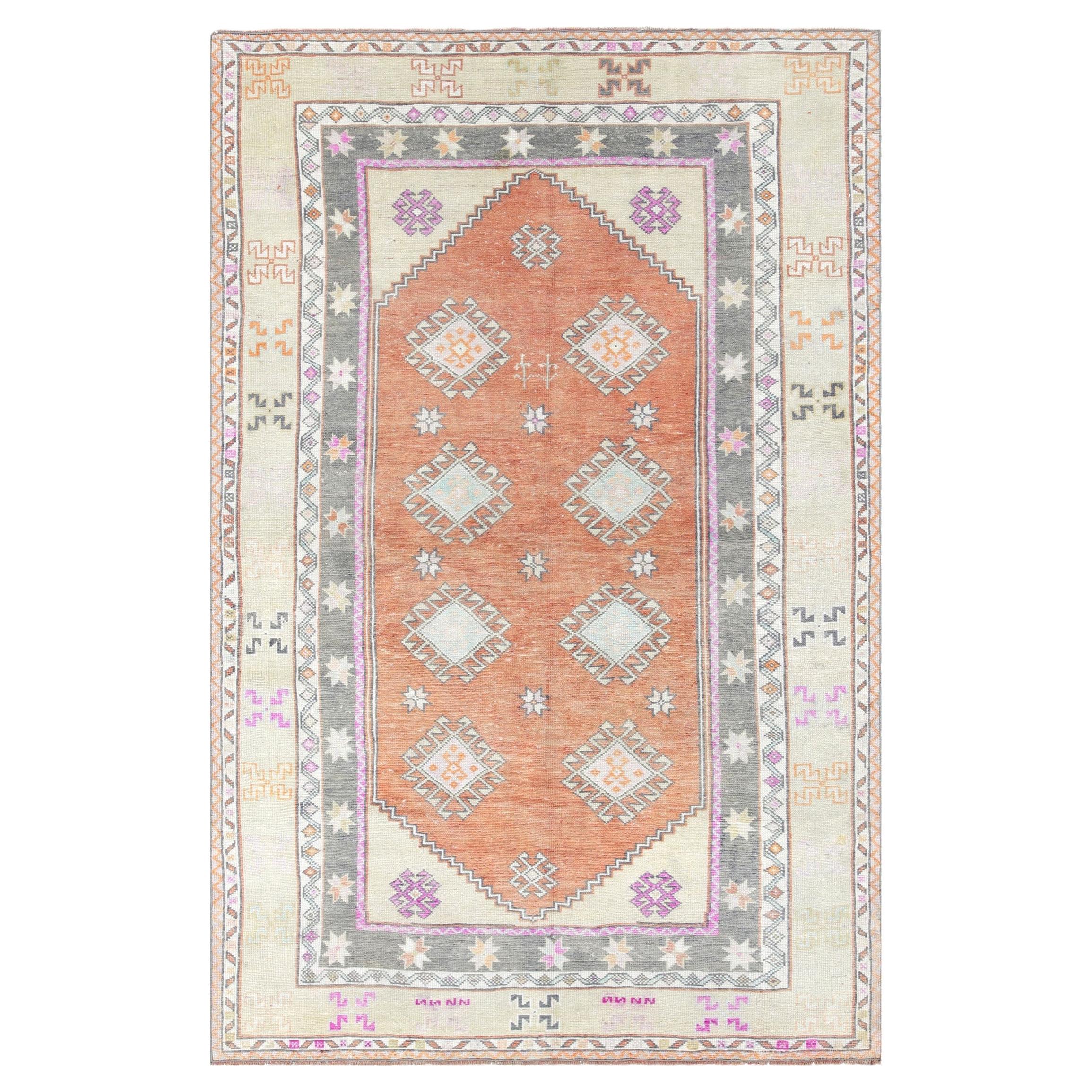 Tappeto Oushak turco d'epoca - 5'9" x 8'8"