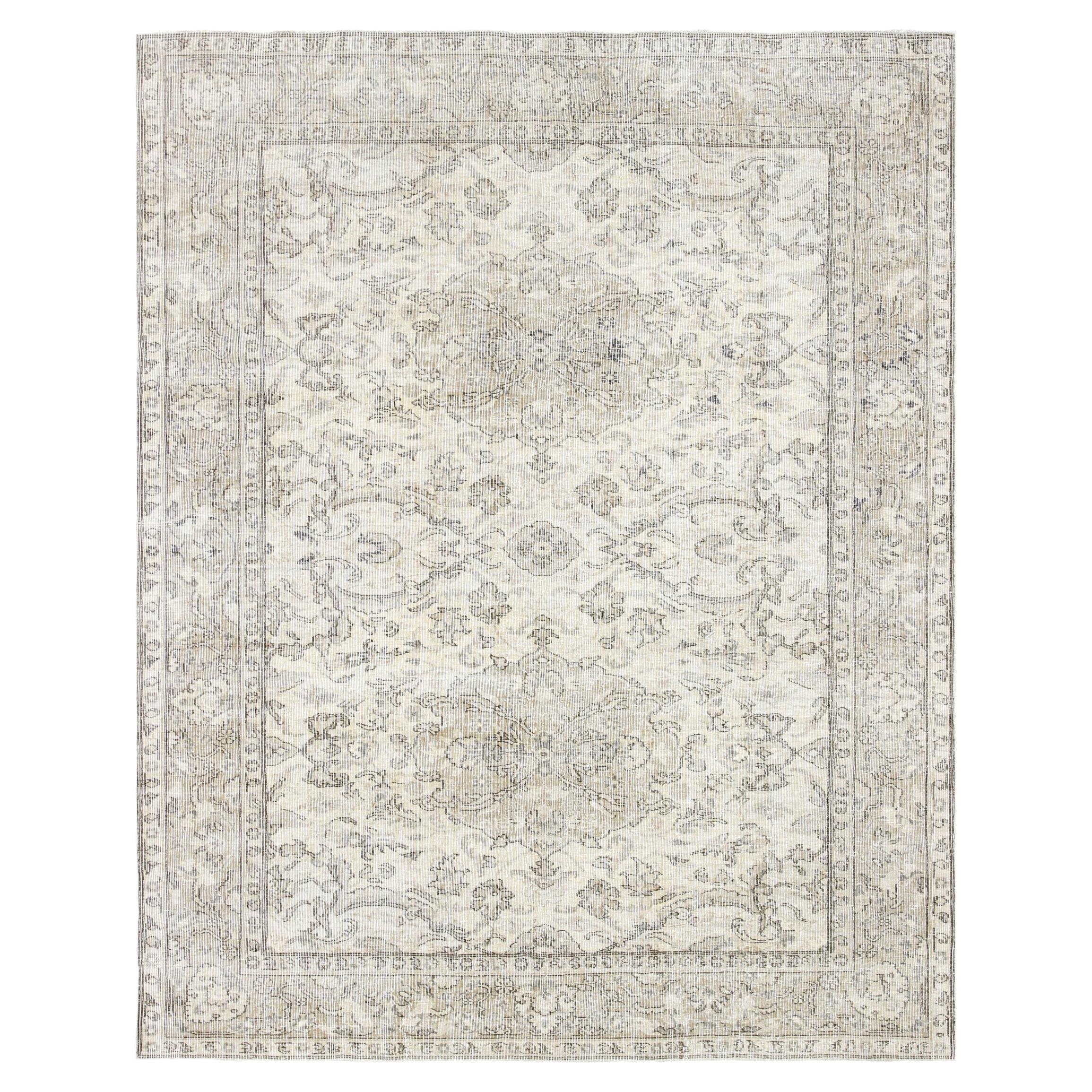 Vintage Turkish Oushak Rug - 6'4" x 8'1" For Sale