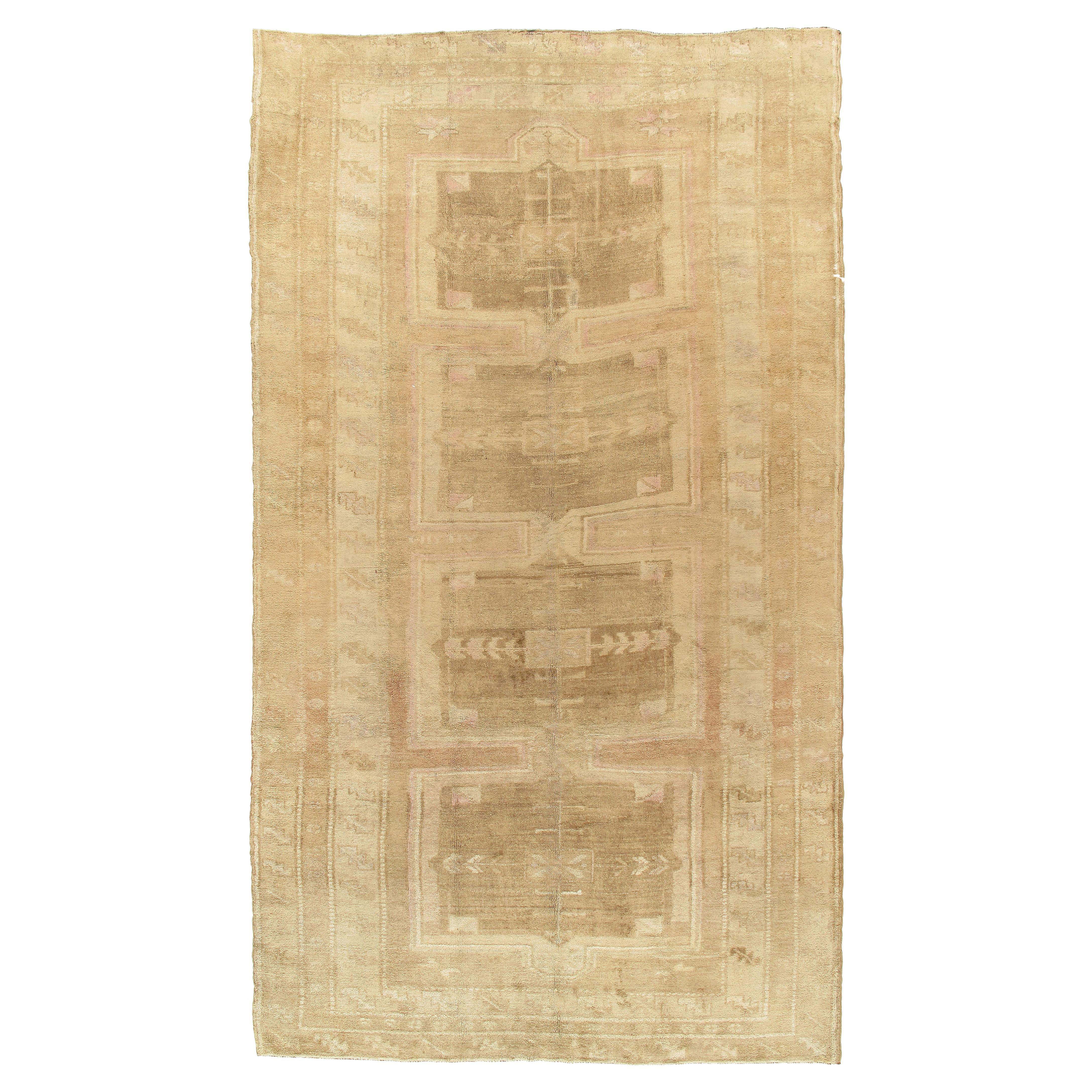 Vintage Turkish Oushak Rug  6'6 x 12'4