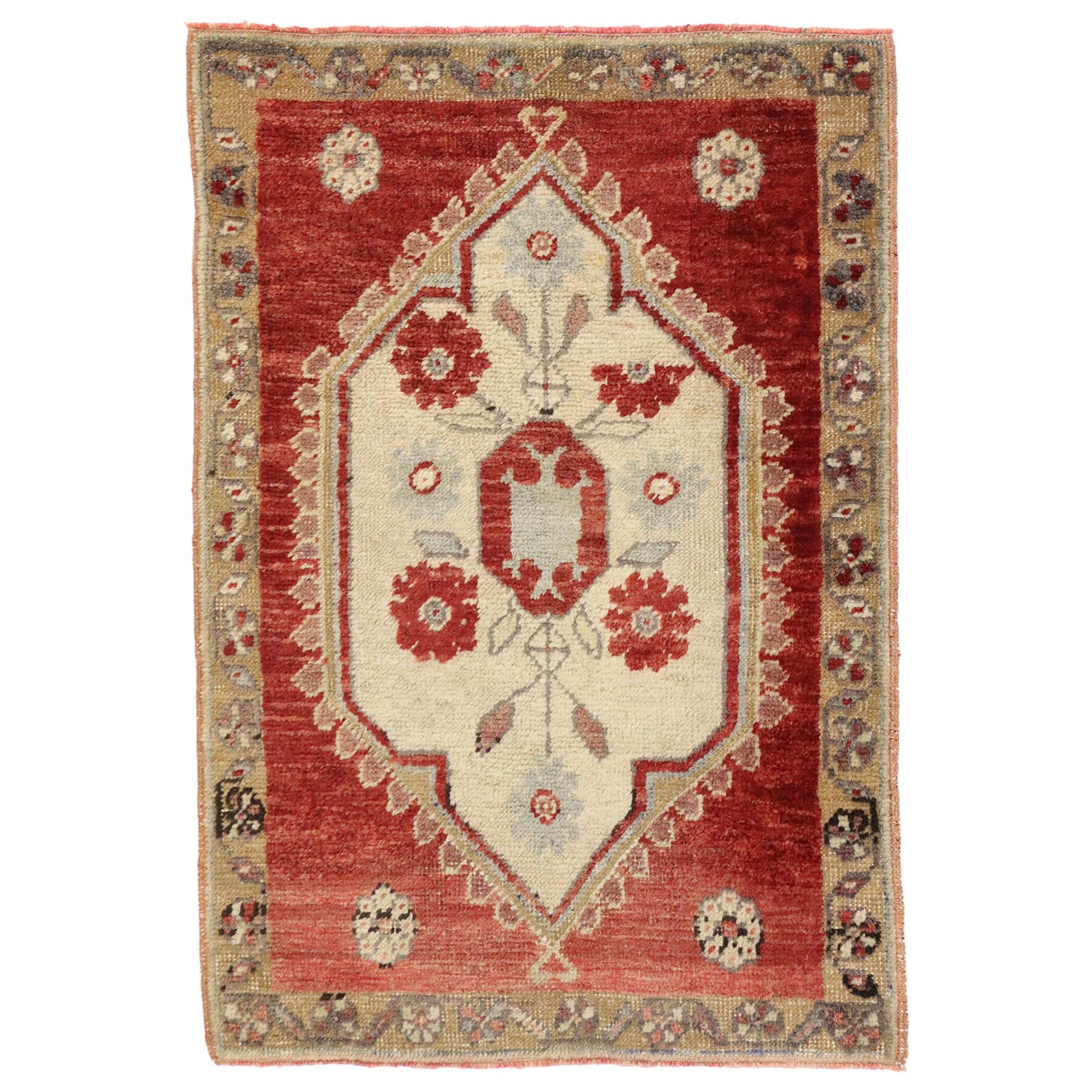 Vintage Turkish Oushak Rug Accent Rug