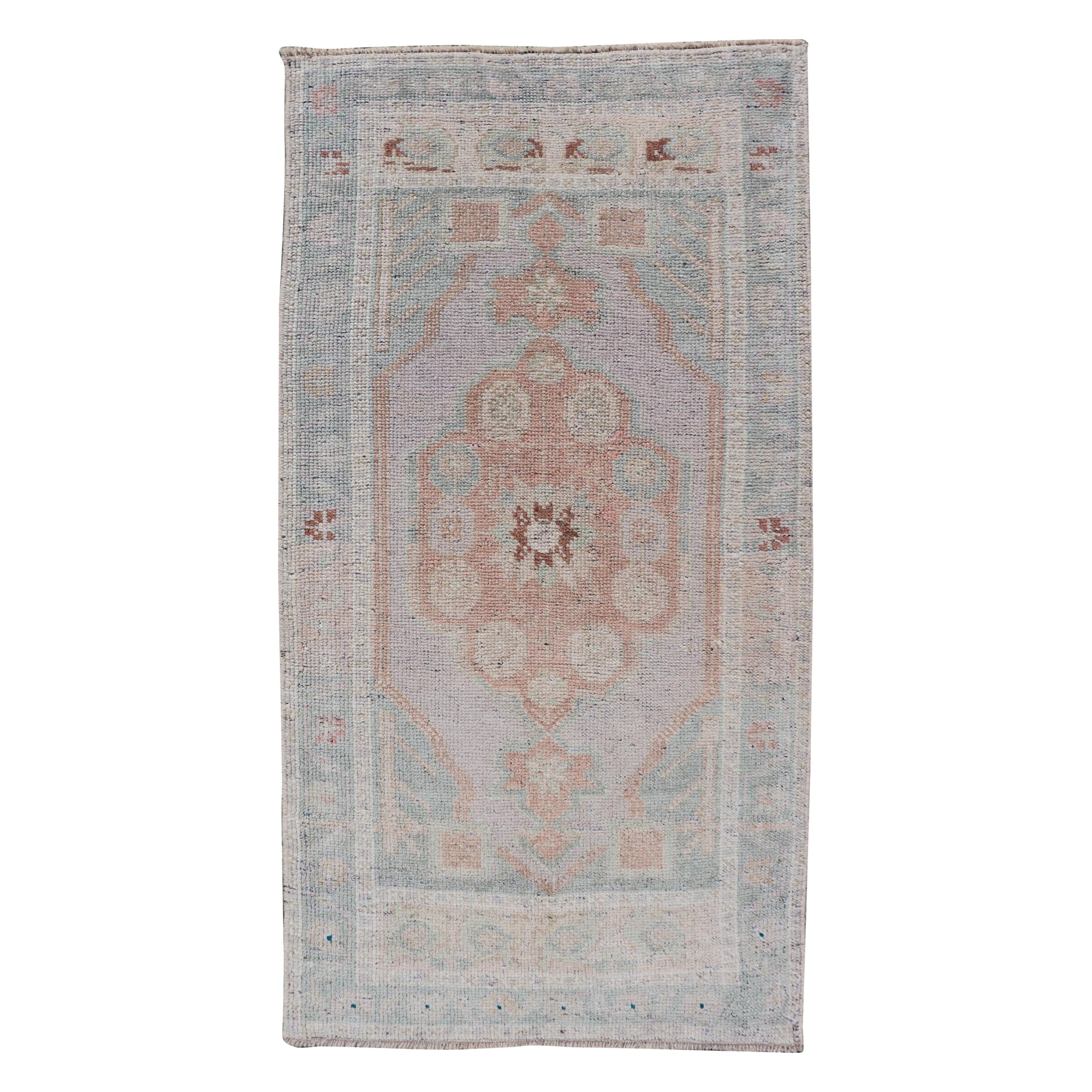 Vintage Turkish Oushak Rug , All-Over Sub-Geometric Medallion Design 1'10 x 3'6