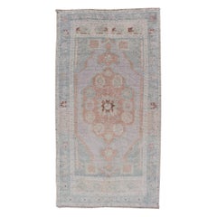 Vintage Turkish Oushak Rug , All-Over Sub-Geometric Medallion Design 1'10 x 3'6