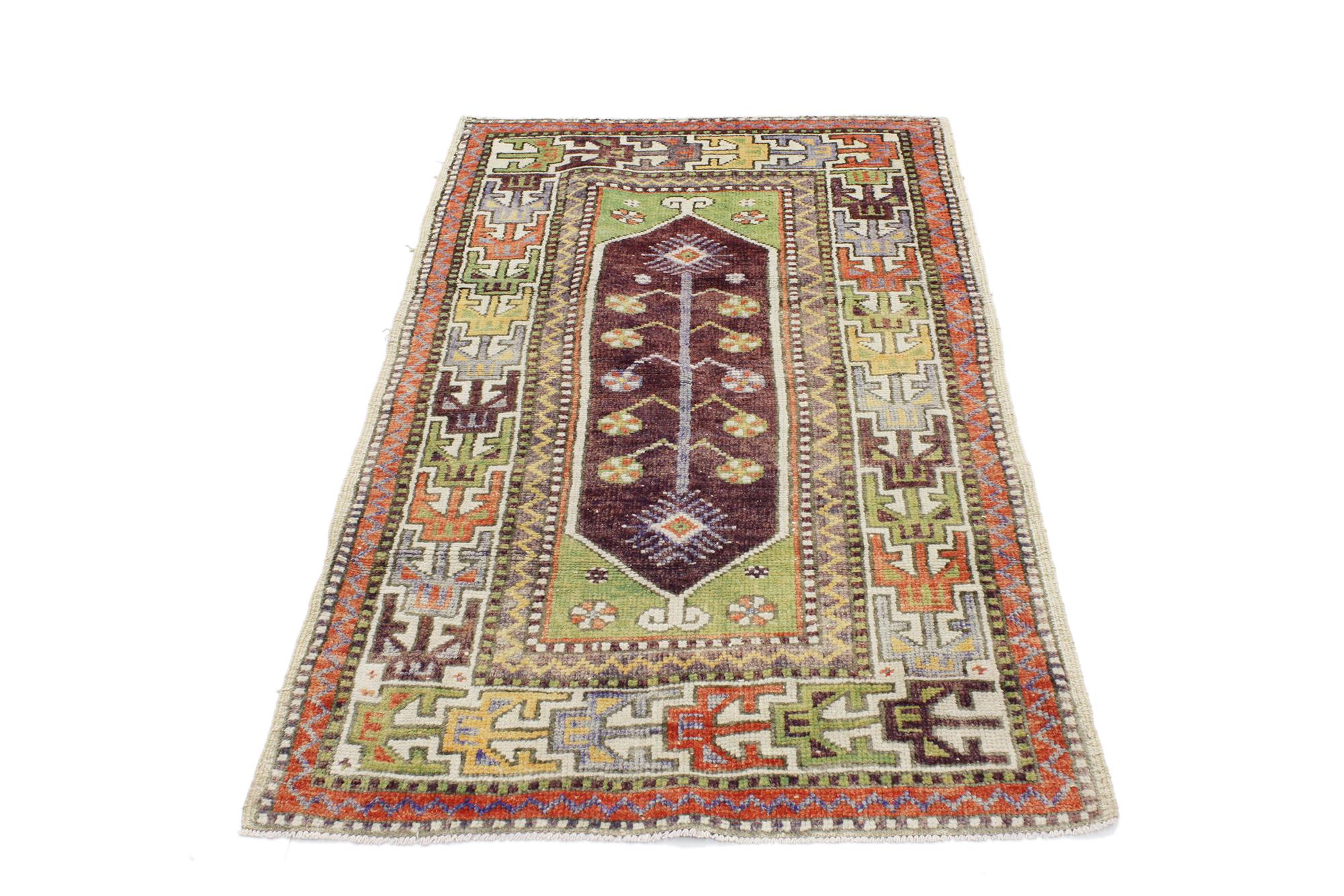 Noué à la main Tapis turc Yuntdag Oushak, allure tribale rencontre sophistication mondiale en vente
