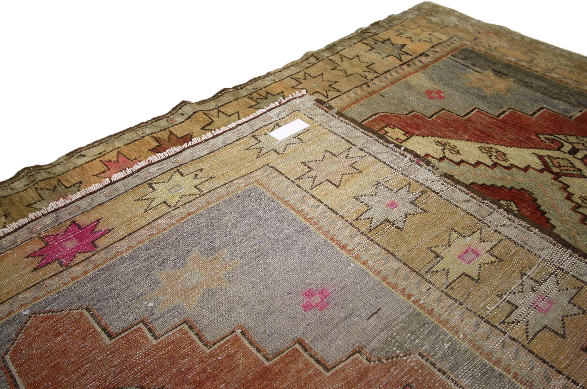 Vintage Turkish Oushak Rug Area Rug with Romantic Bohemian Style 2