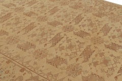 Vintage Turkish Oushak Rug Beige-Brown, Red Floral Pattern by Rug & Kilim