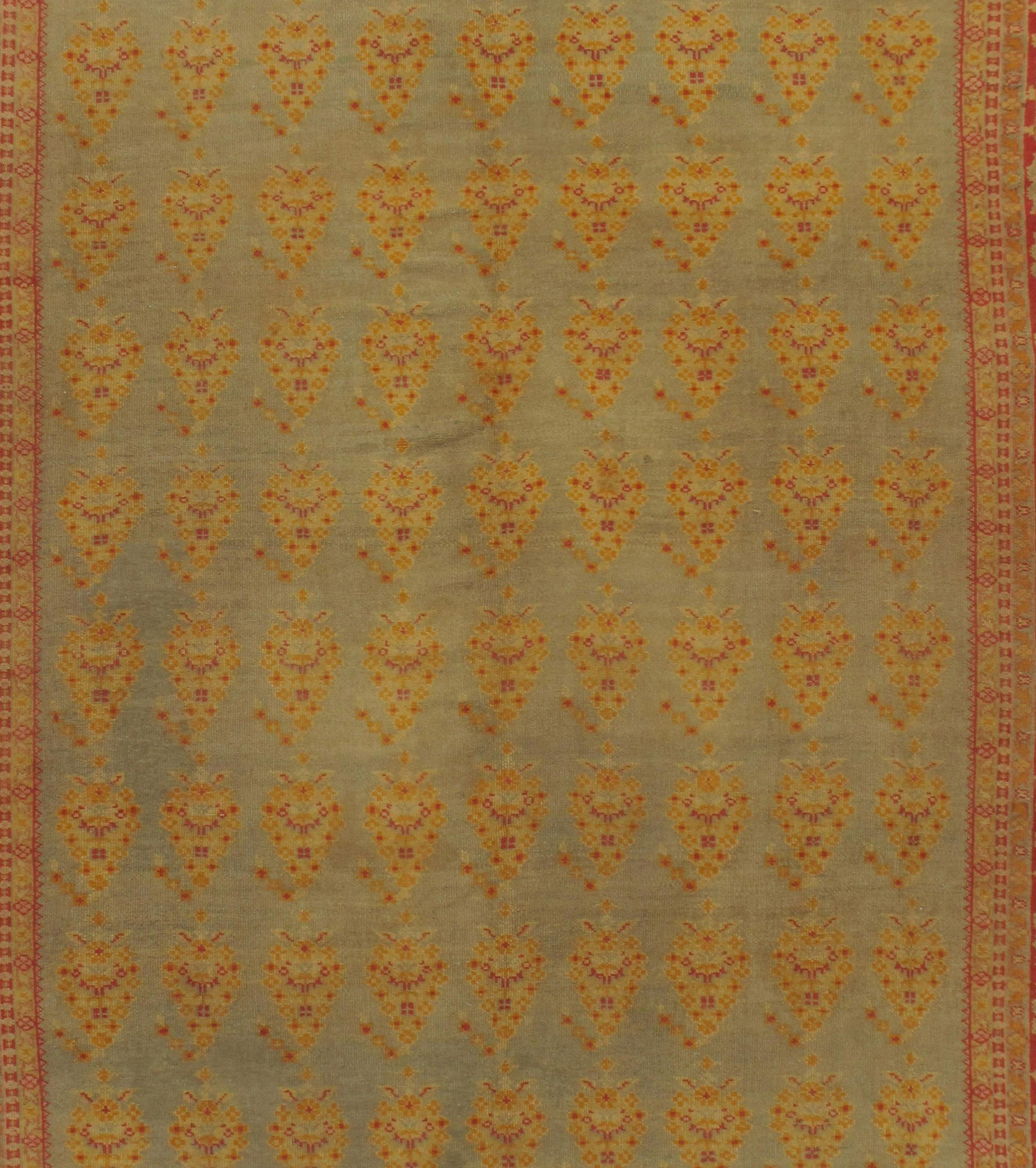 Tappeto turco vintage Oushak, circa 1940  9'4 x 11'10 In condizioni buone in vendita a New York, NY