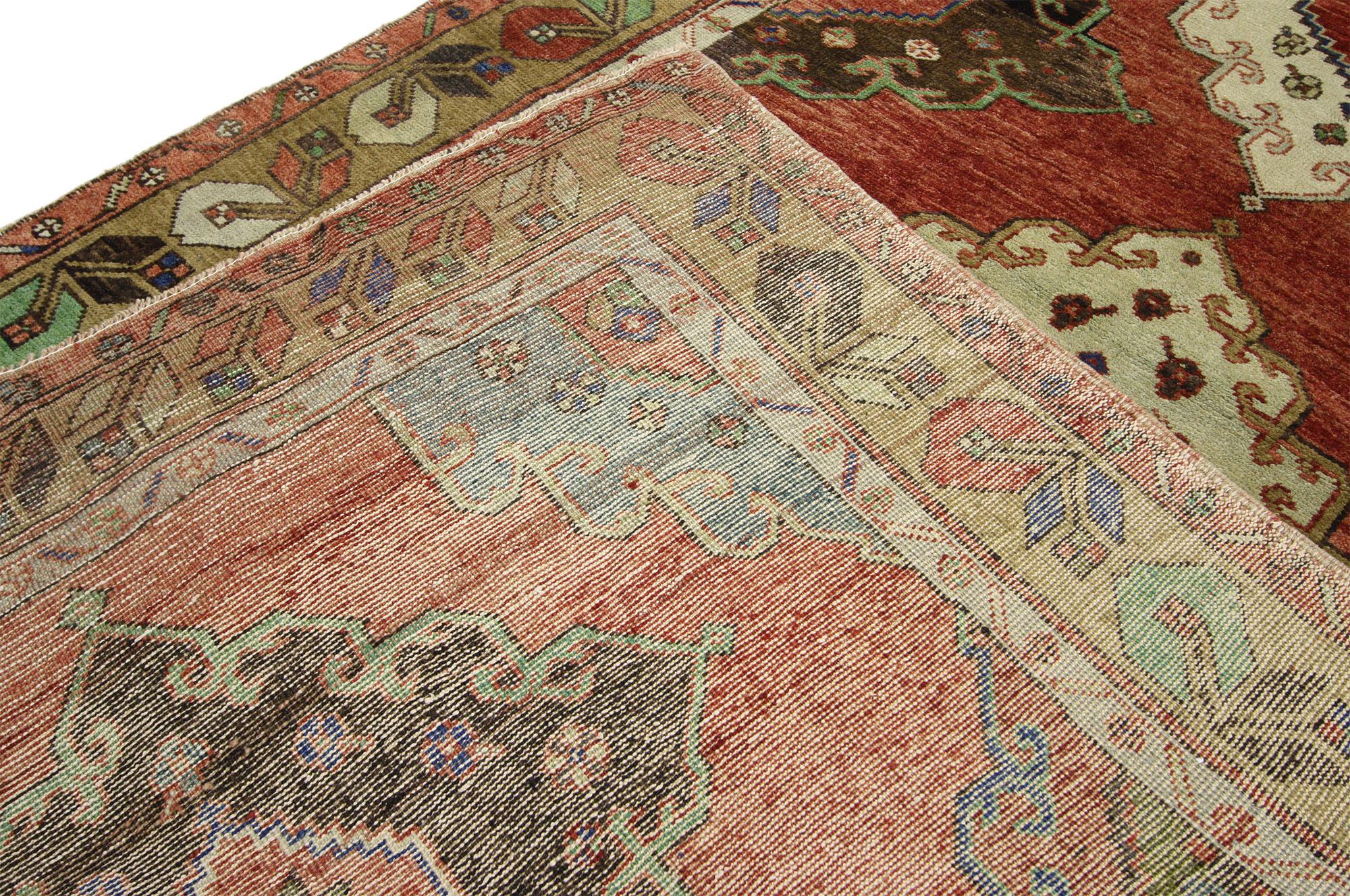 Wool Vintage Turkish Oushak Rug Carpet Runner For Sale