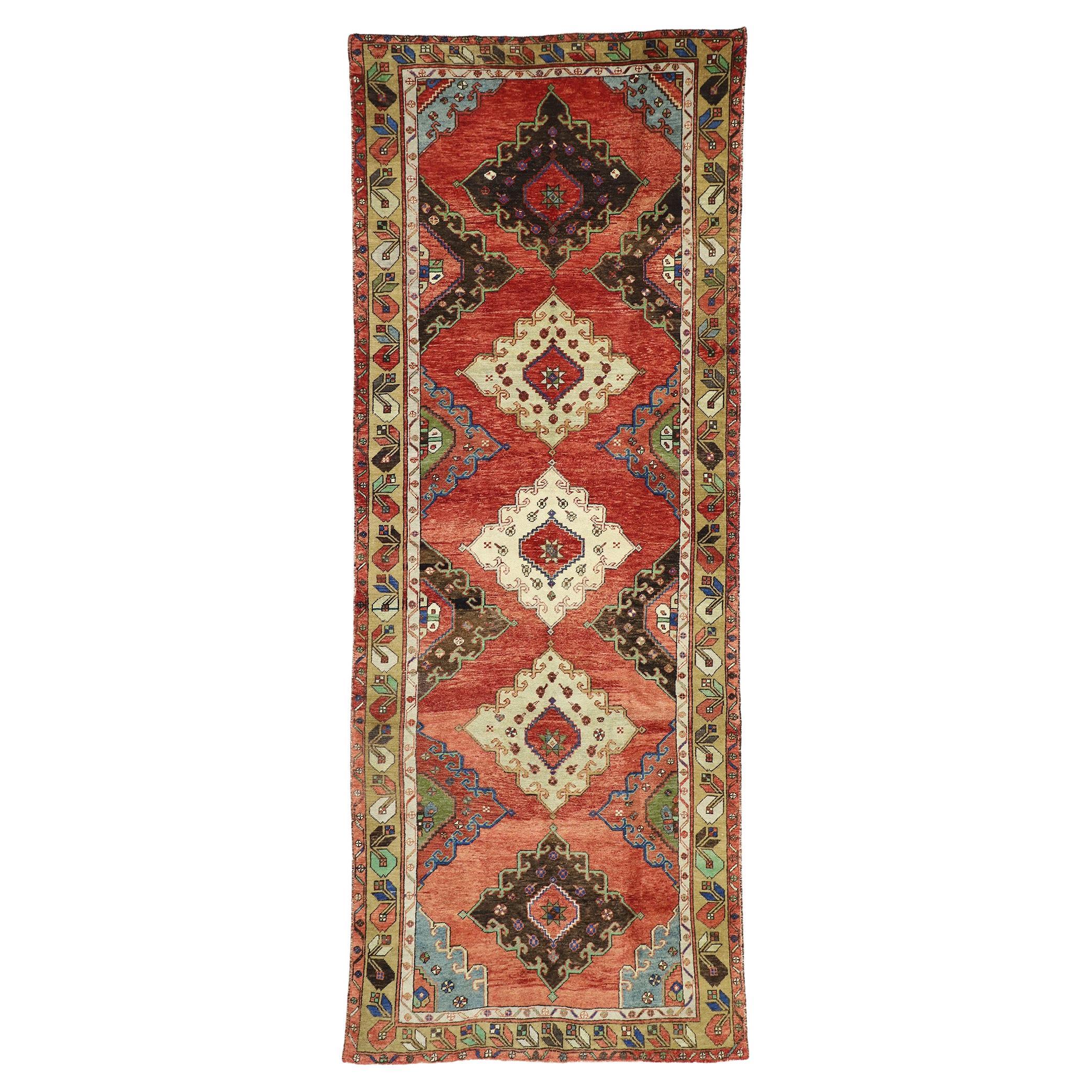 Vintage Turkish Oushak Rug Carpet Runner For Sale